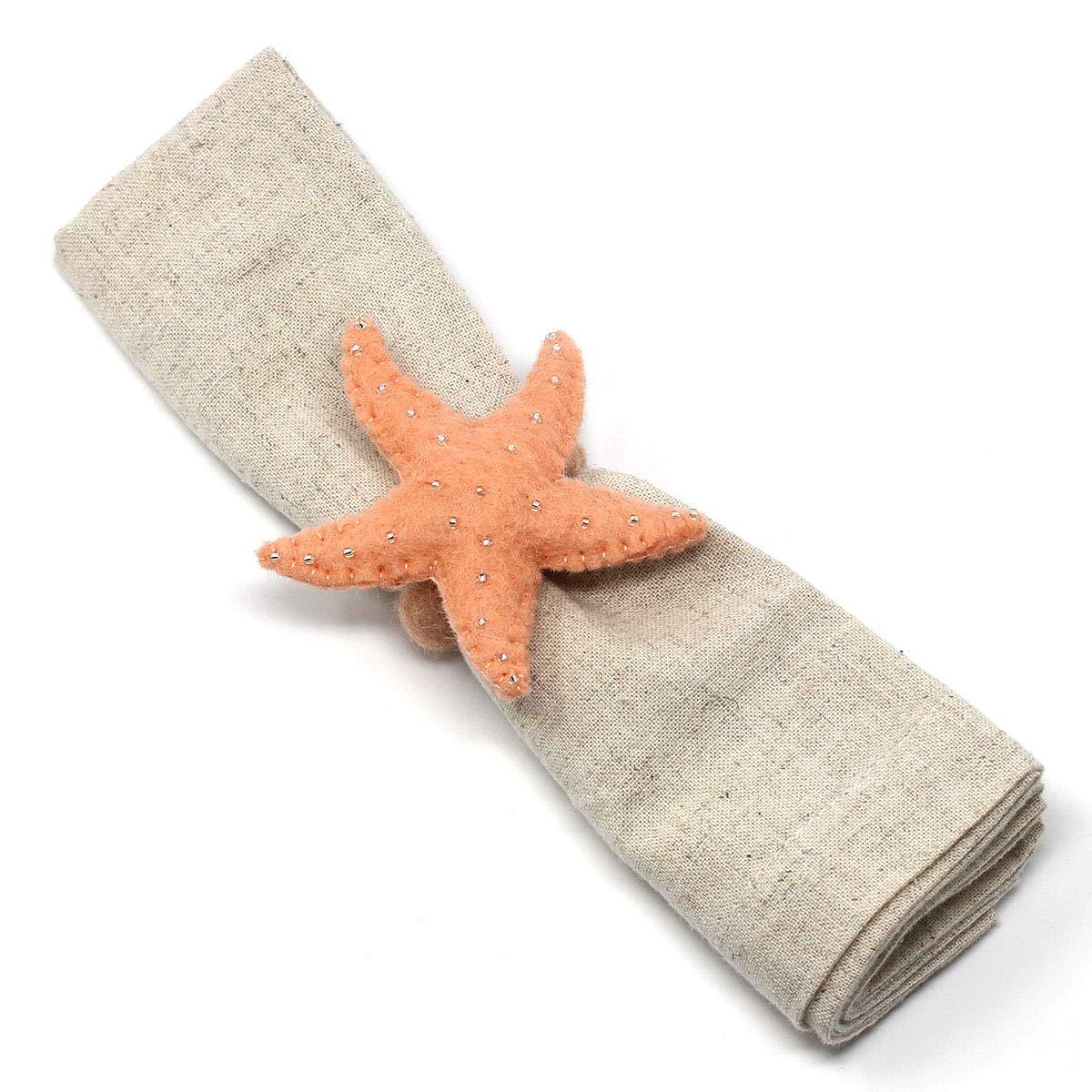 The Curated Nomad  Thrift Handmade Seashore Napkin Rings (Set of 4)