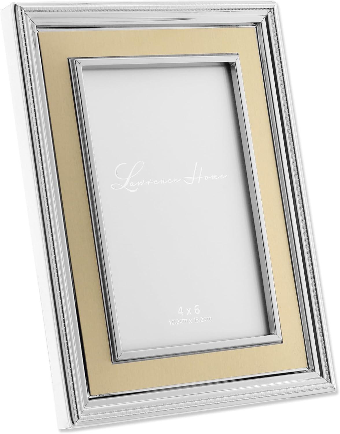 Lawrence Frames 4x6 Silver Plated Metal Picture Frame - Brushed Gold Inner Panel 840246