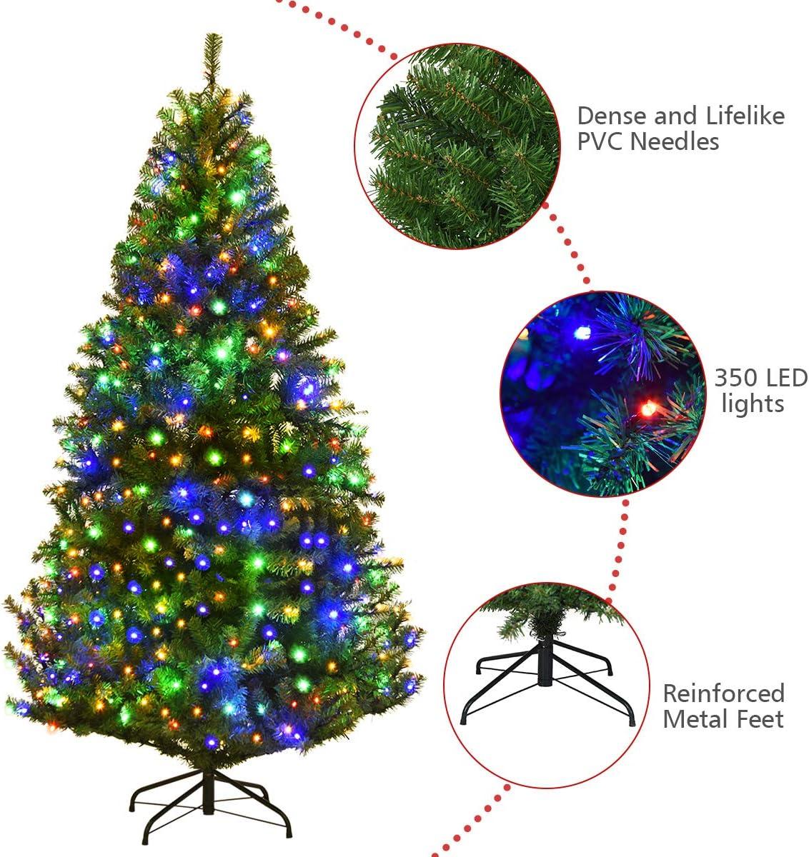 6 FT Pre-Lit Multicolor LED Artificial Christmas Tree with Metal Stand