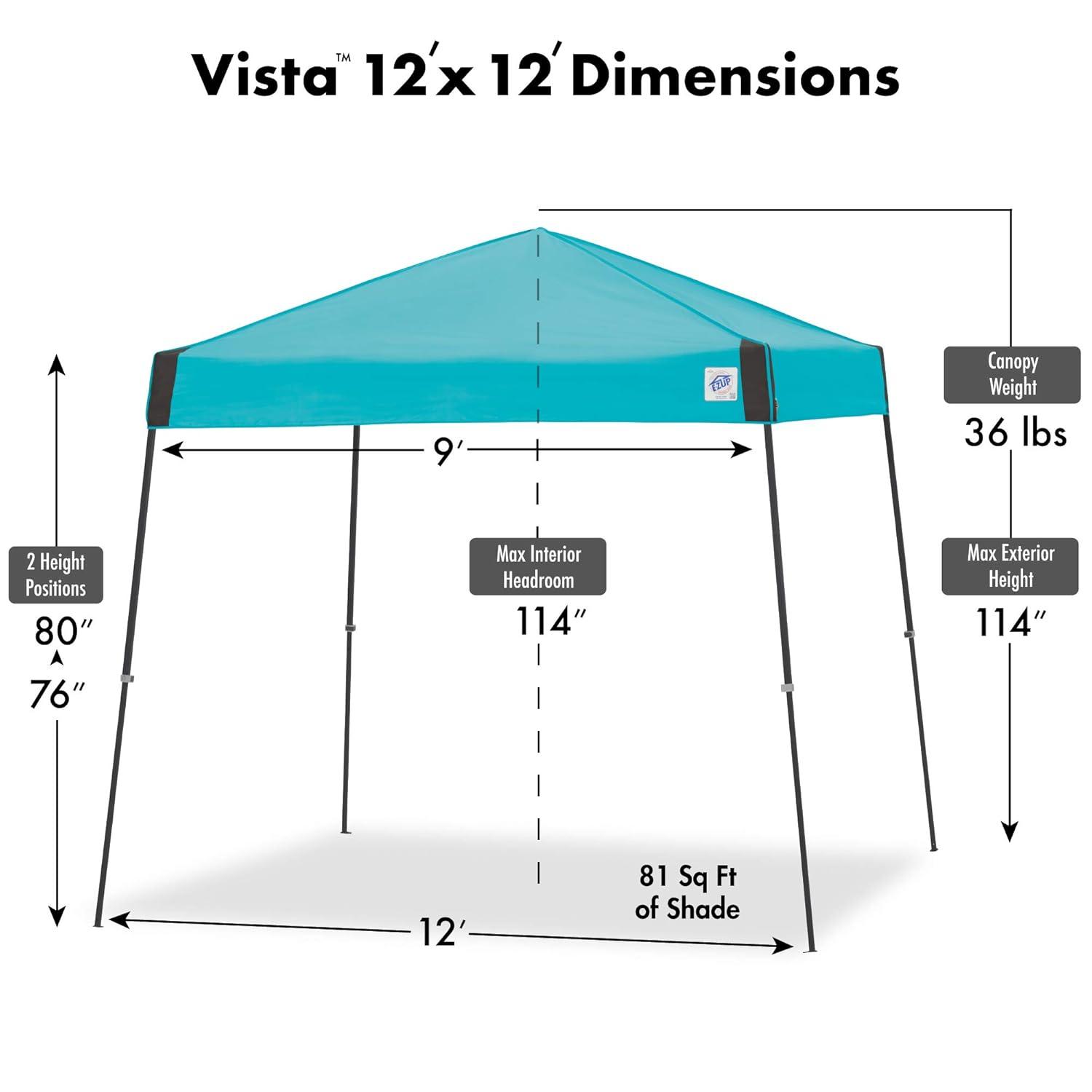 E-Z UP Vista 12 Ft. W x 12 Ft. D Steel Pop-Up Canopy