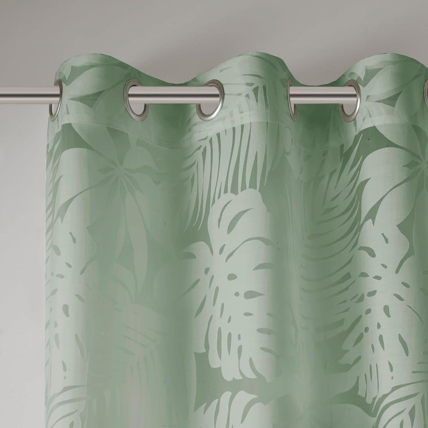 Madison Park Leilani Palm Leaf Burnout Window Sheer