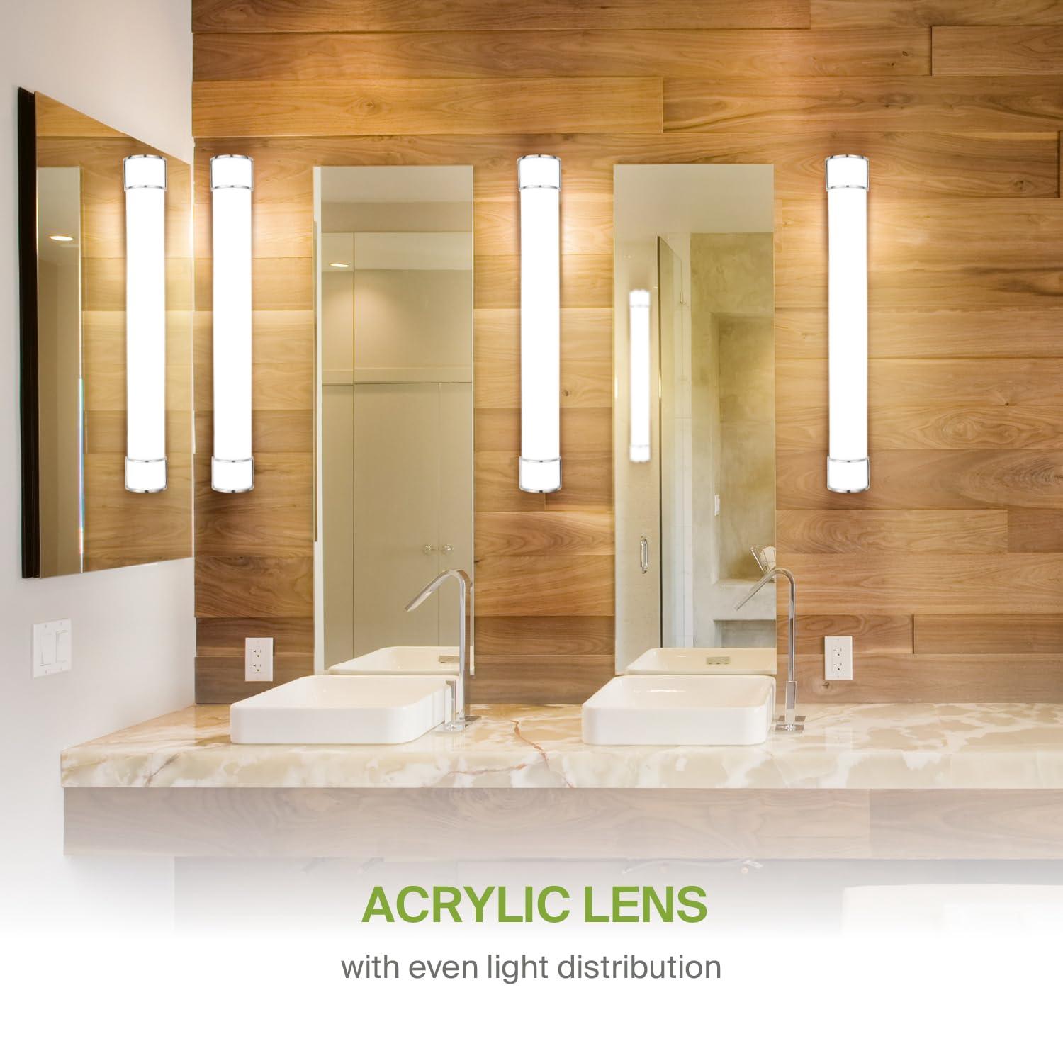 ASD LED 48 Inch Wall Mount Vanity Lighting Fixture | 35W 3200LM 3000K-5000K 120V | 3CCT, Dimmable, Energy Star, ETL Listed | Bathroom Linear Light Bar, Long Tube Bath Sconce | Nickel