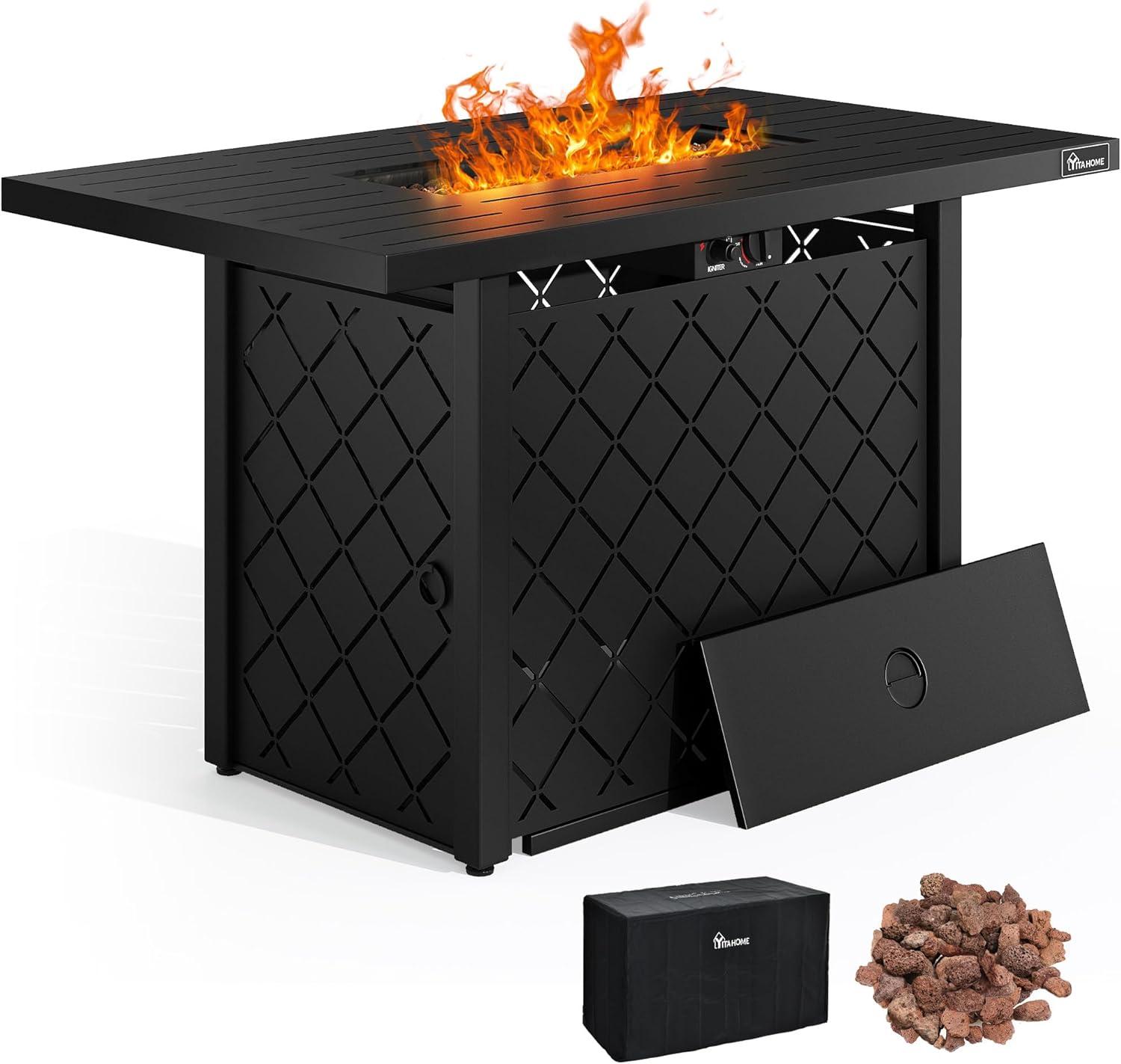 Uforic 43 Inch Propane Fire Pit Table, 50,000 BTU Steel Gas Fire Pit with Ignition Systems