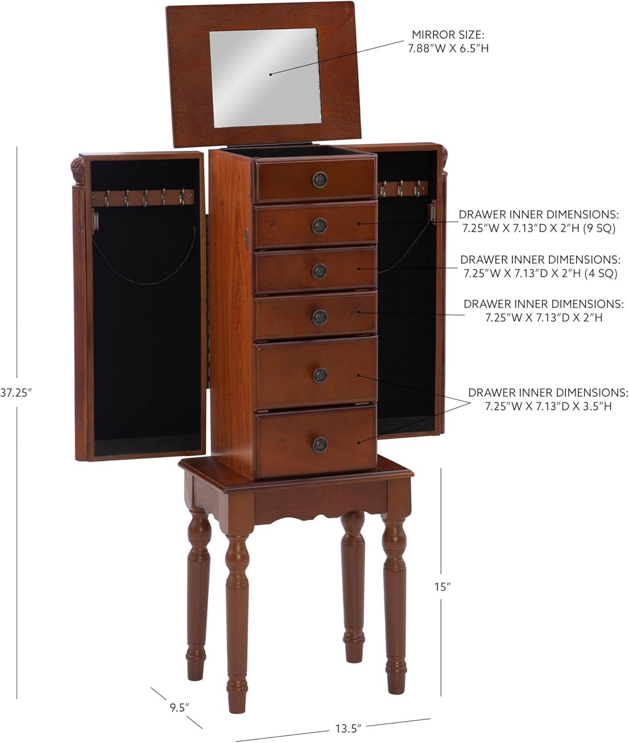 Lightly Distressed Deep Cherry Jewelry Armoire