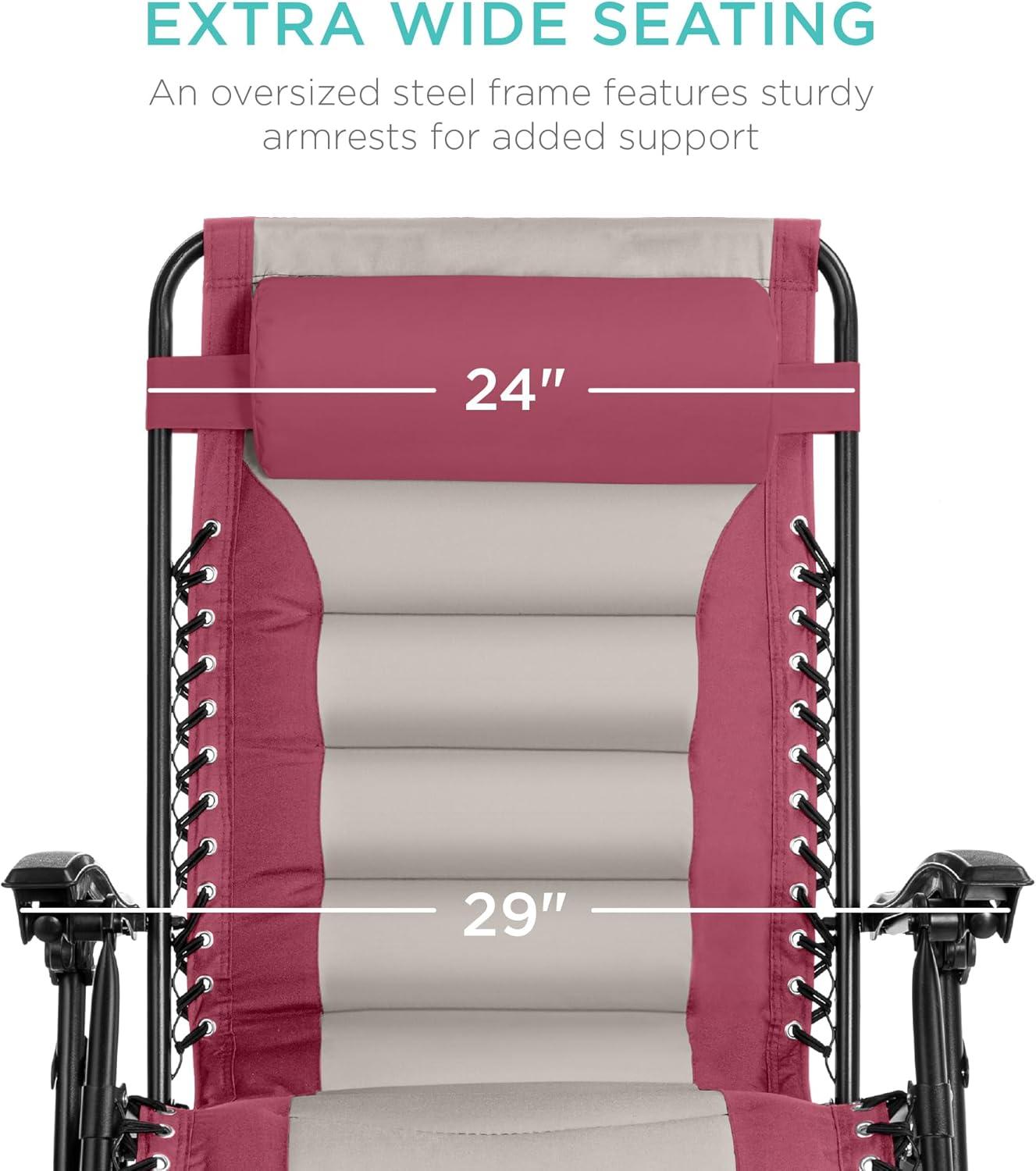 Danny-James Oversized Padded Zero Gravity Chair, Folding Outdoor Patio Recliner w/ Side Tray