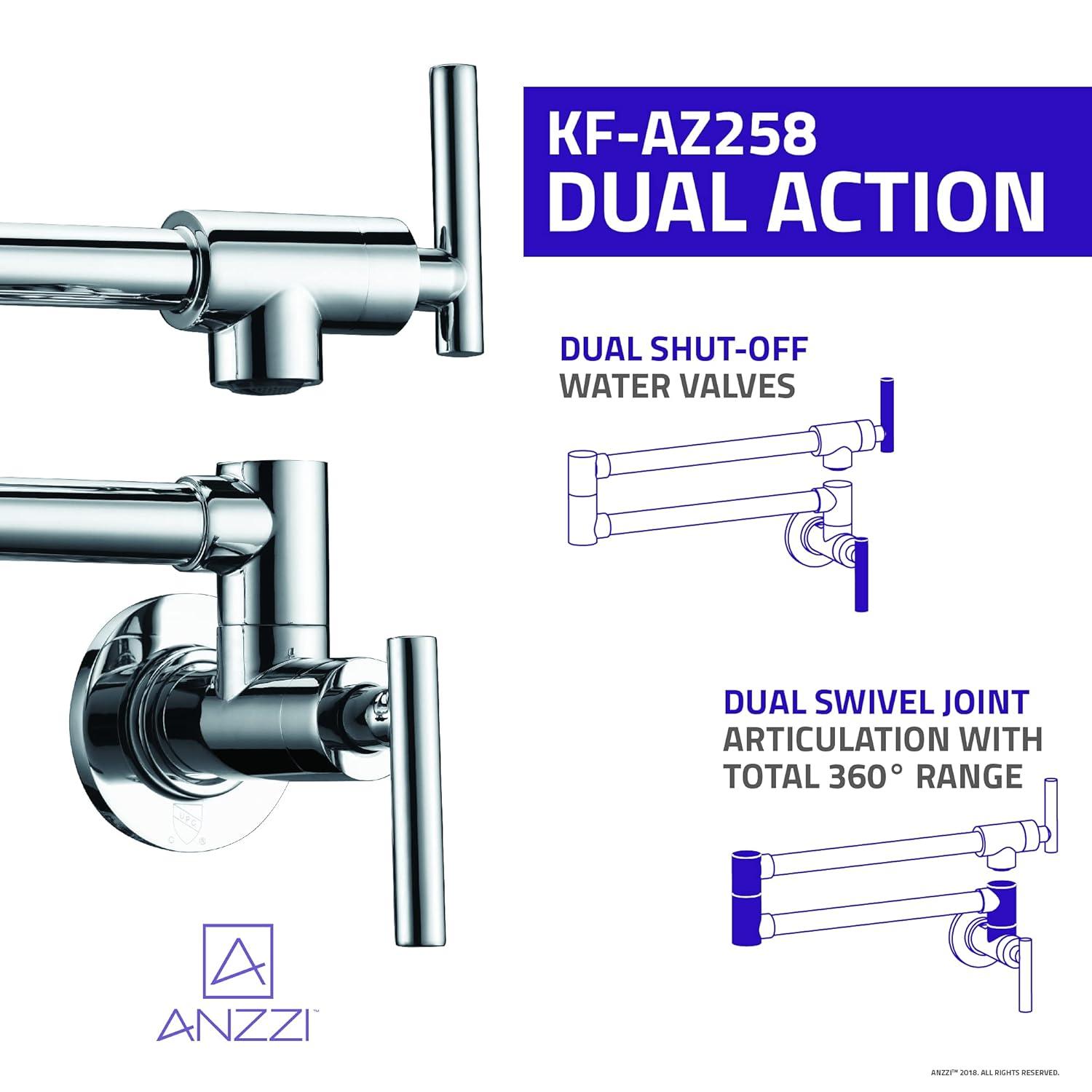 ANZZI ANZZI Braccia Series 24" Wall Mounted Pot Filler With Accessories KF-AZ258CH
