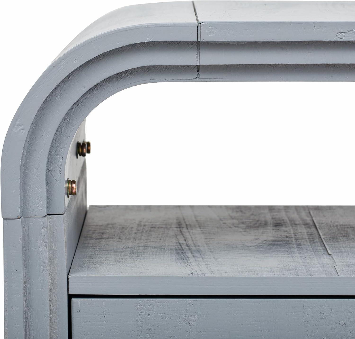 Unique Retro Curved Sideboard with 4 Doors and Treated Fir Veneer, Wood Accent Entryway Console Table Storage Cabinet for Hallway Living Room Foyer Corridor (Natural-12.31)