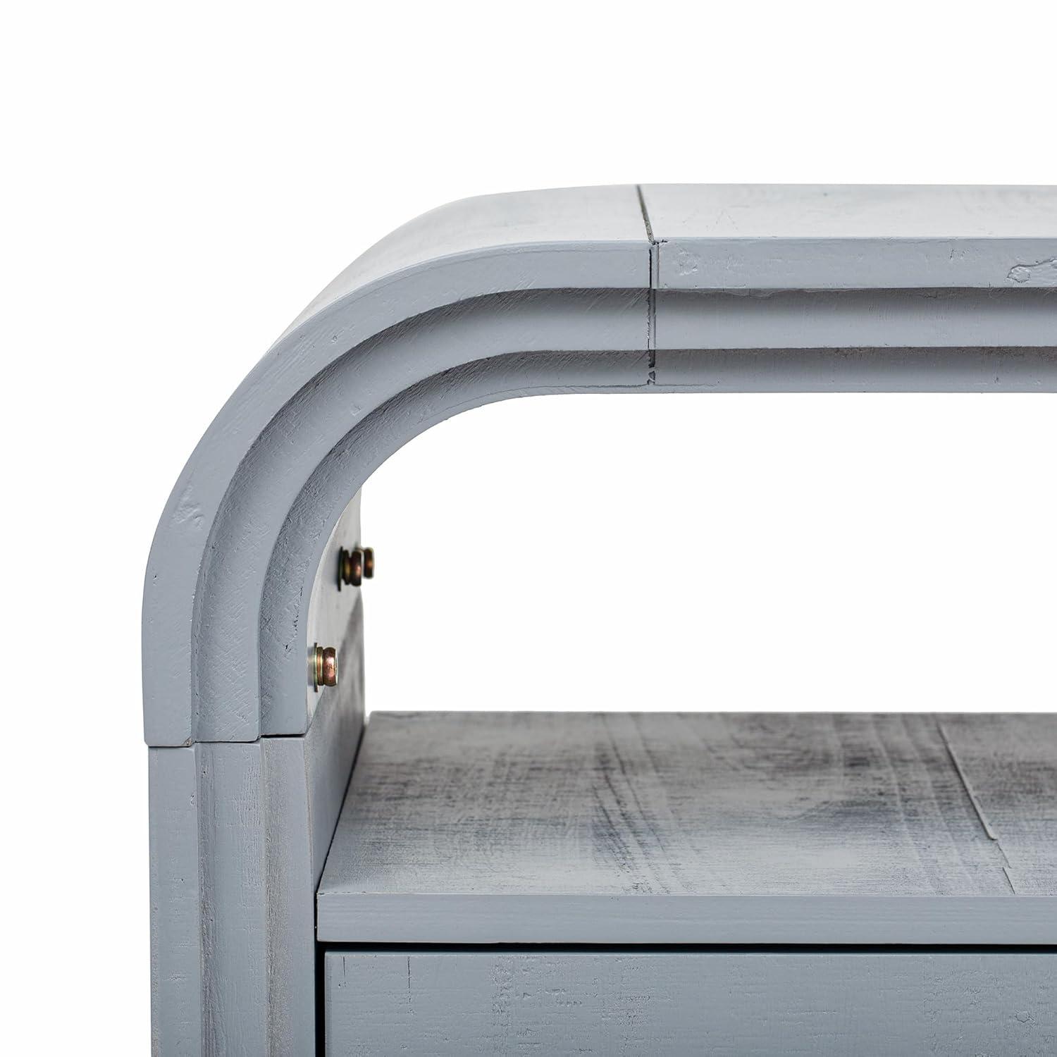 Unique Retro Curved Sideboard with 4 Doors and Treated Fir Veneer, Wood Accent Entryway Console Table Storage Cabinet for Hallway Living Room Foyer Corridor (Natural-12.31)