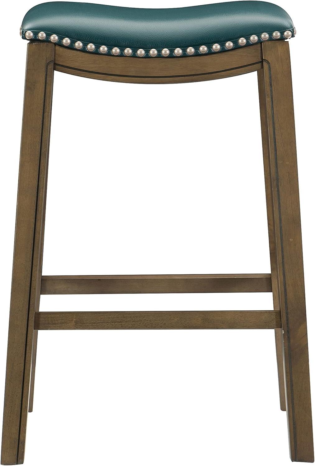 Homelegance 29" Pub Height Wooden Bar Stool Saddle Seat Barstool, Green Brown
