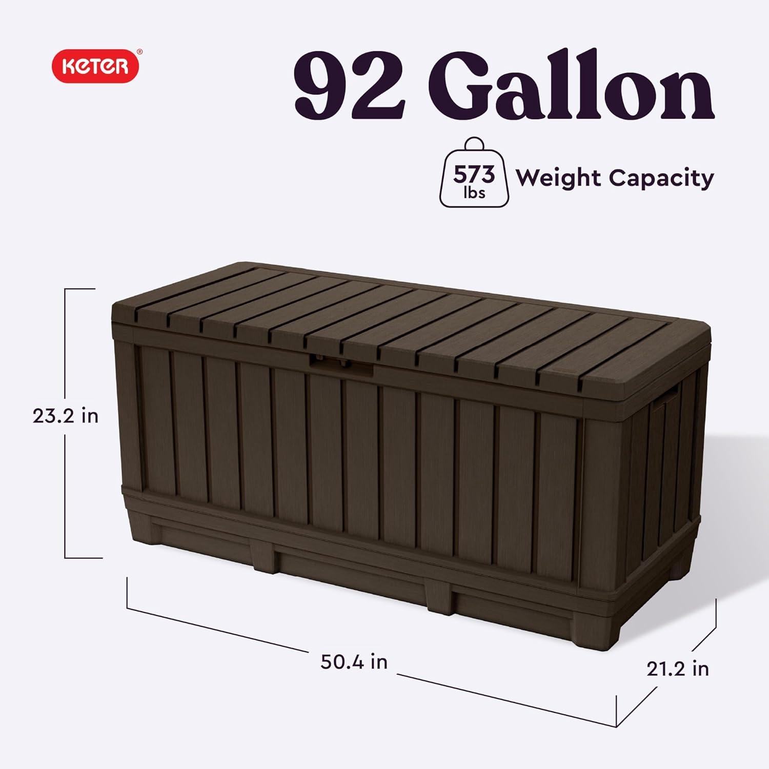 Brown Resin 50 Gallon Lockable Deck Storage Box