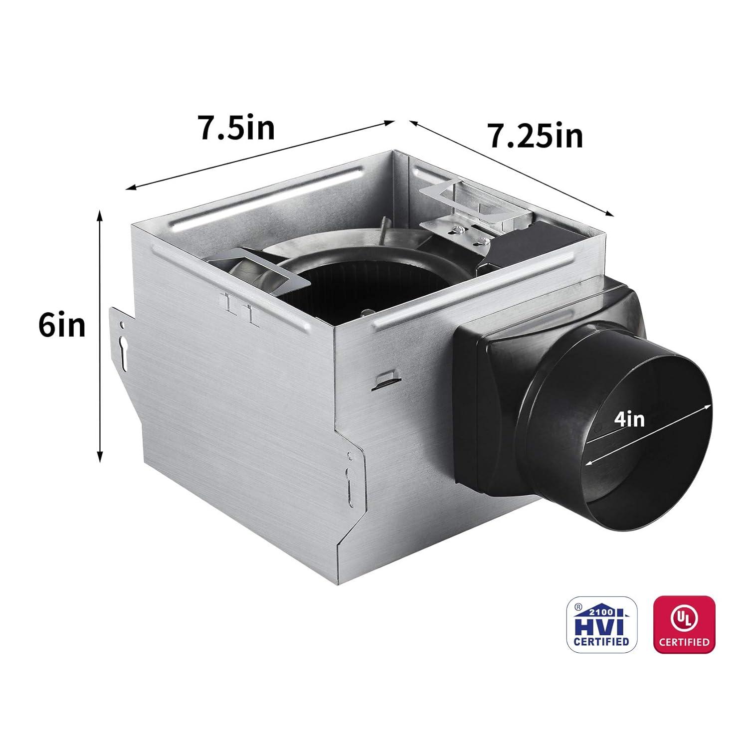 Tech Drive Very-Quiet 80 CFM, 1.5 Sone No Attic access Needed Installation Bathroom Ventilation and Exhaust Fan