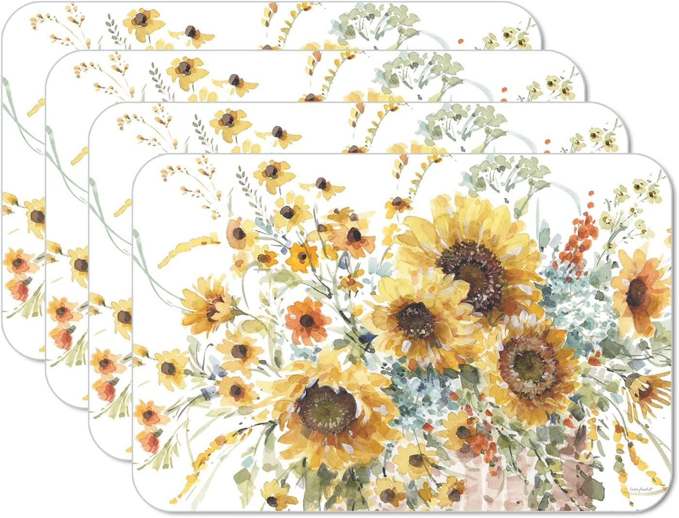 Sunflowers Forever 4 Piece Reversible Flexible Plastic Placemats