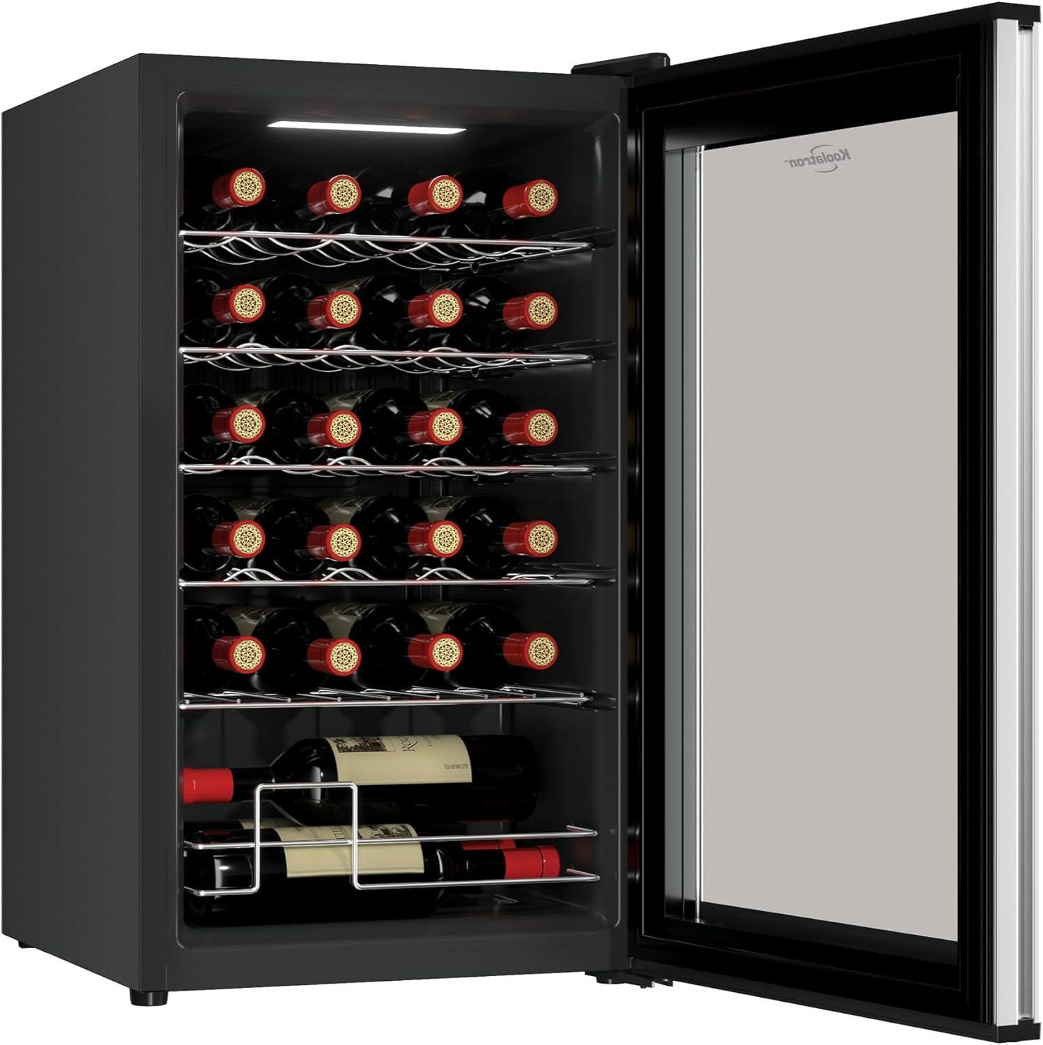 24 Bottle Dual Zone Wine Cooler, Black, 2.4 cu. ft. (68L) Freestanding Wine Fridge