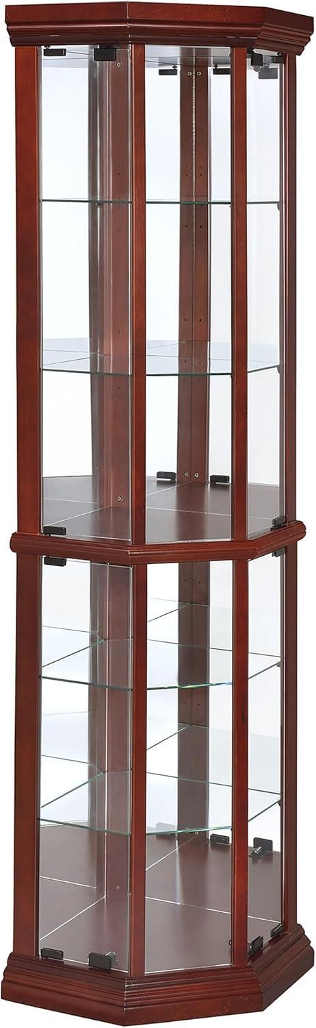 Coaster Appledale Traditional 6 Shelf Corner Curio Cabinet with Glass Doors Medium Brown