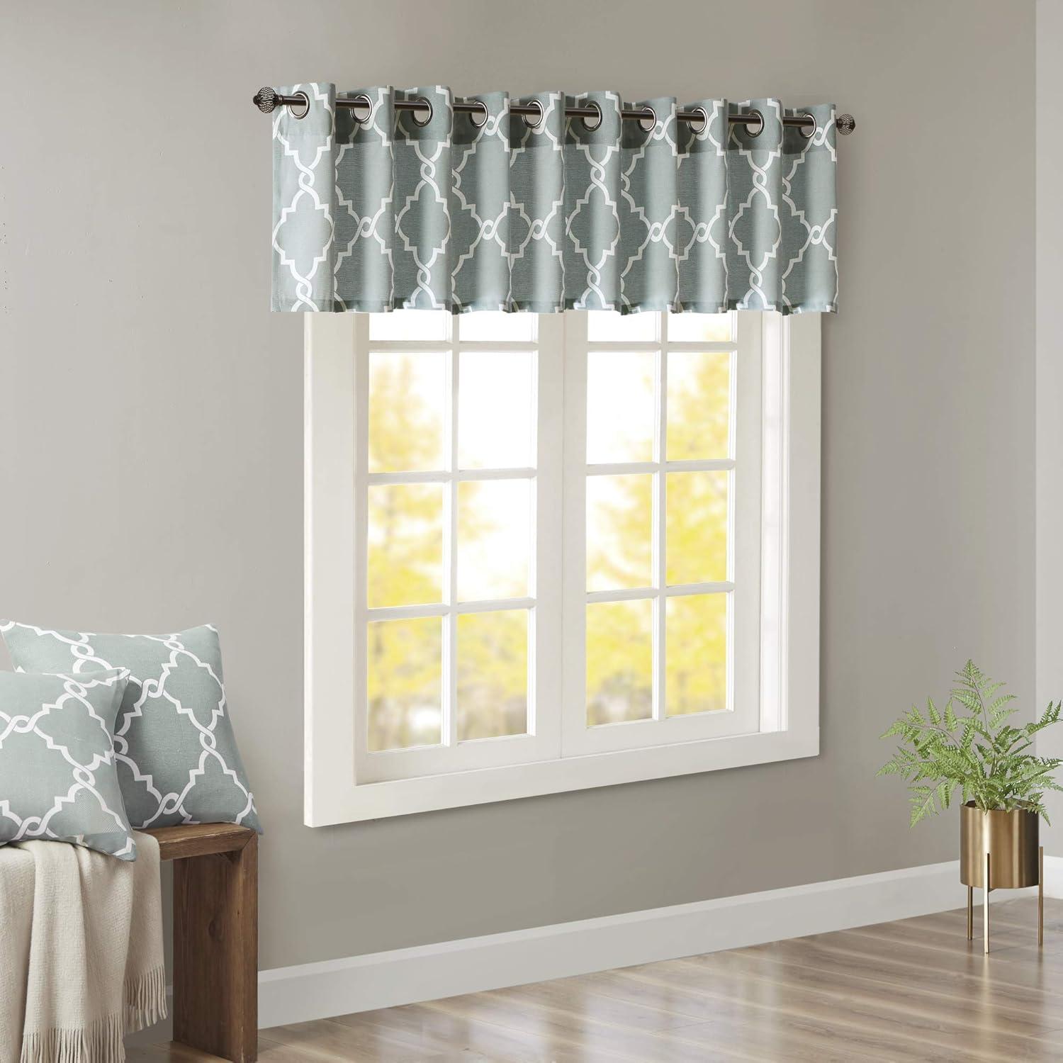 Saratoga Fretwork Print Grommet Top Window Valance