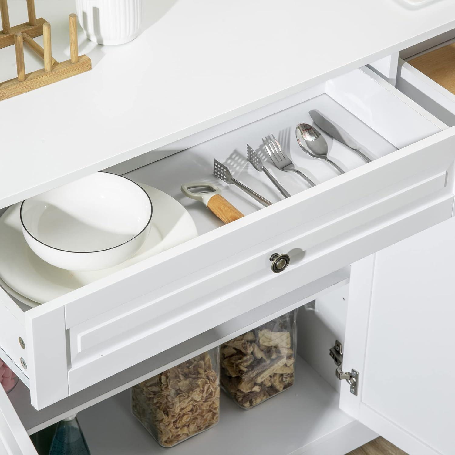 Qumbnk Sideboard Buffet Cabinet with 2 Drawers and Shelves, Perfect for Home, Living Room, Kitchen, White