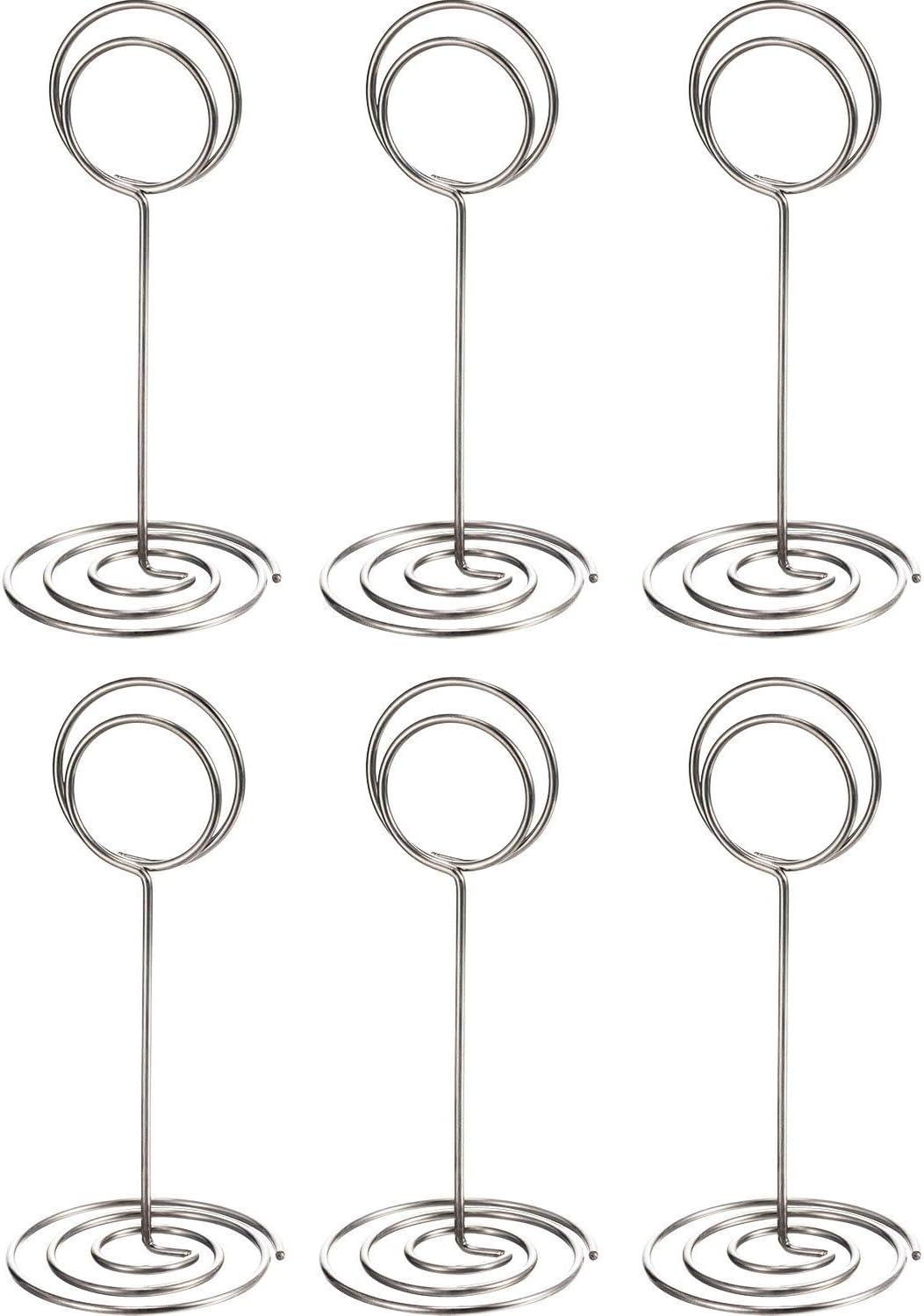 TecUnite 24 Pack 3.35 Inch Table Number Holder Place Card Wire Photo Holder Picture Name Menu Clips Memo Note Cards Stand for Wedding Reception Anniversary Birthday Party Centerpieces(Silver)