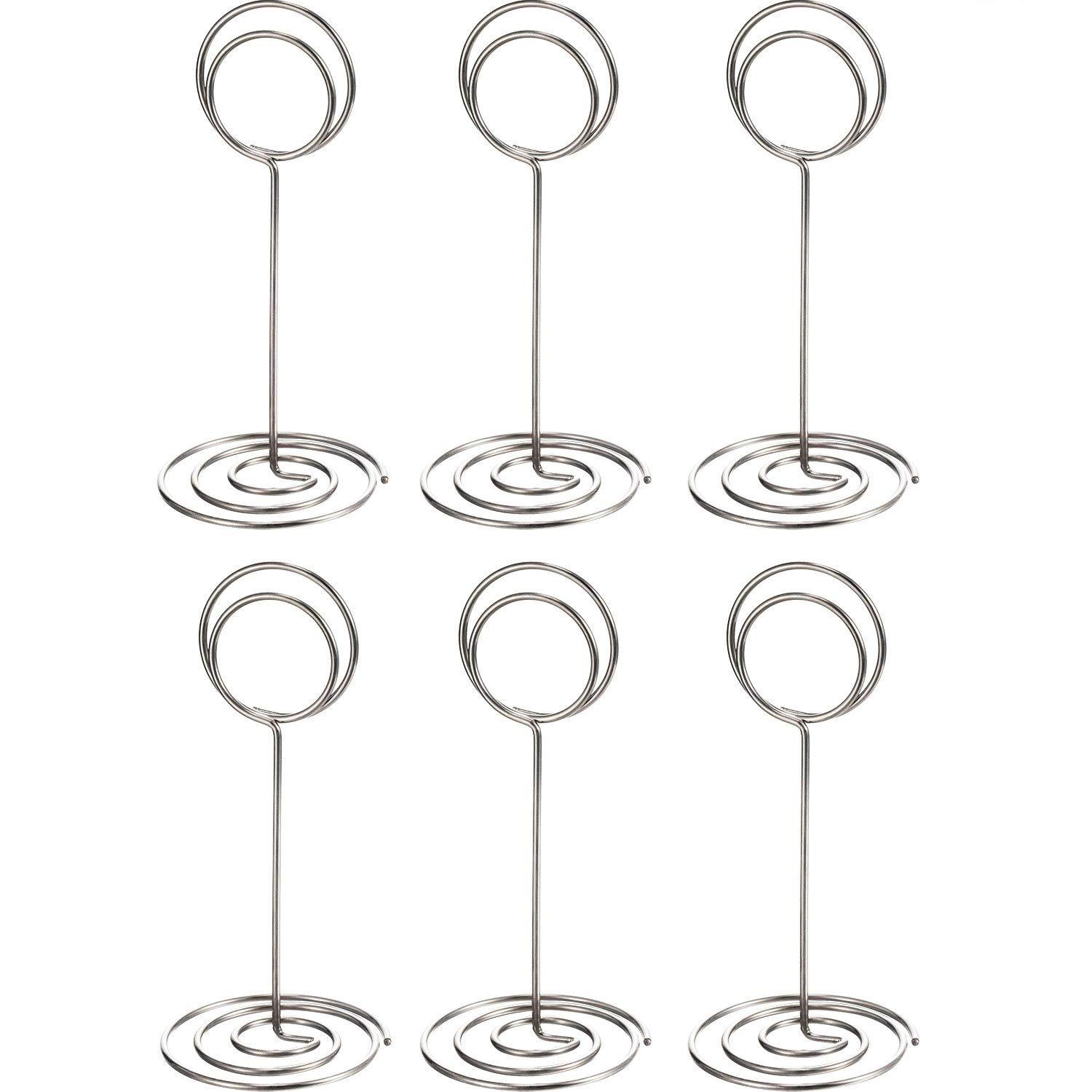 TecUnite 24 Pack 3.35 Inch Table Number Holder Place Card Wire Photo Holder Picture Name Menu Clips Memo Note Cards Stand for Wedding Reception Anniversary Birthday Party Centerpieces(Silver)