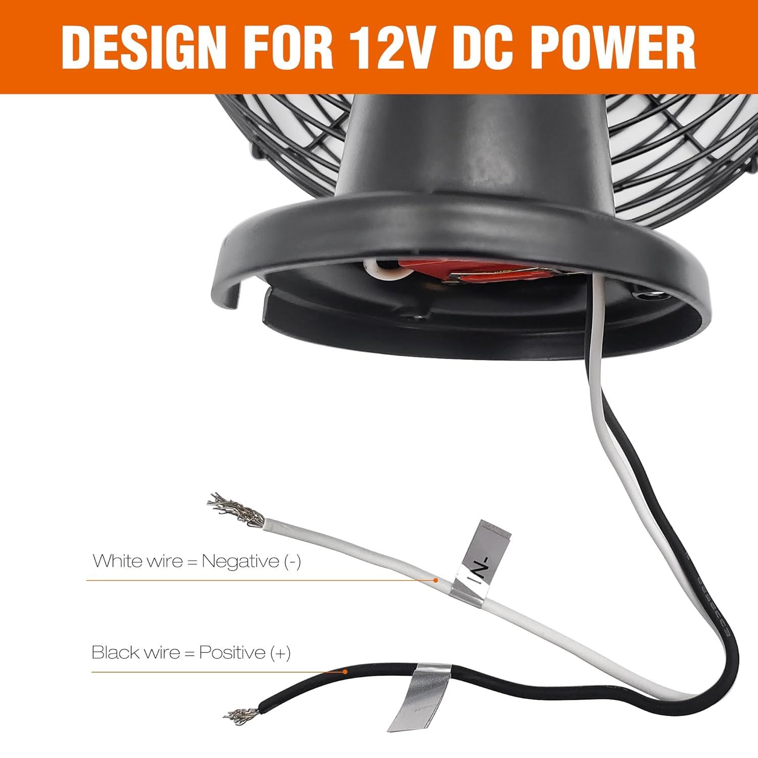 Facon 12V 8'' Car Cooling Automobile Vehicle Fan, Powerful Quiet with 2-Speed, Ventilation Electric Car Fans for RV Truck Bus Boat Van SUV Yacht