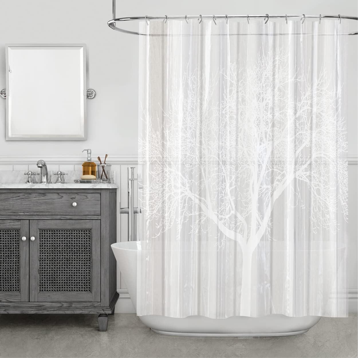 Pearl Tree Design Waterproof EVA Shower Curtain with Liner