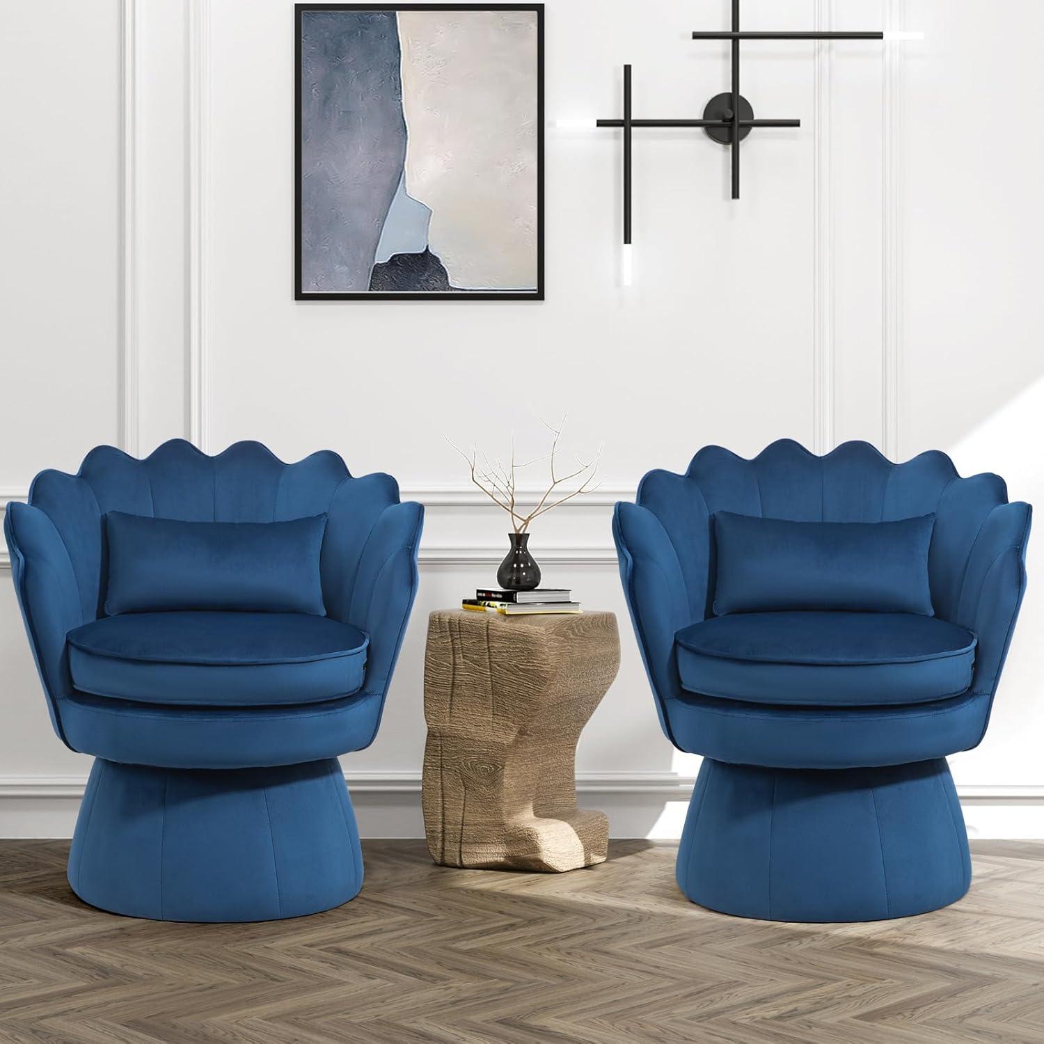 House of Hampton® Upholstered Velvet Swivel Barrel Accent Chair (Set of 2)
