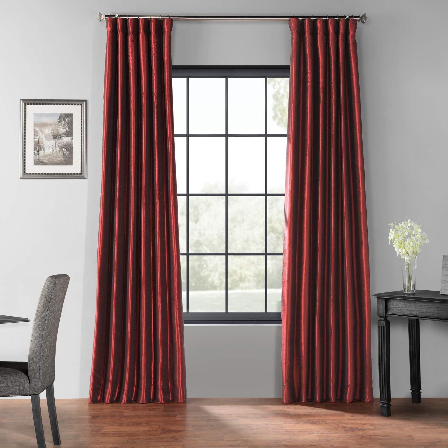 HPD Half Price Drapes Faux Silk Blackout Curtains for Room Decor Vintage Textured (1 Panel), PDCH-KBS5BO-84, Ruby 50 in x 84 in