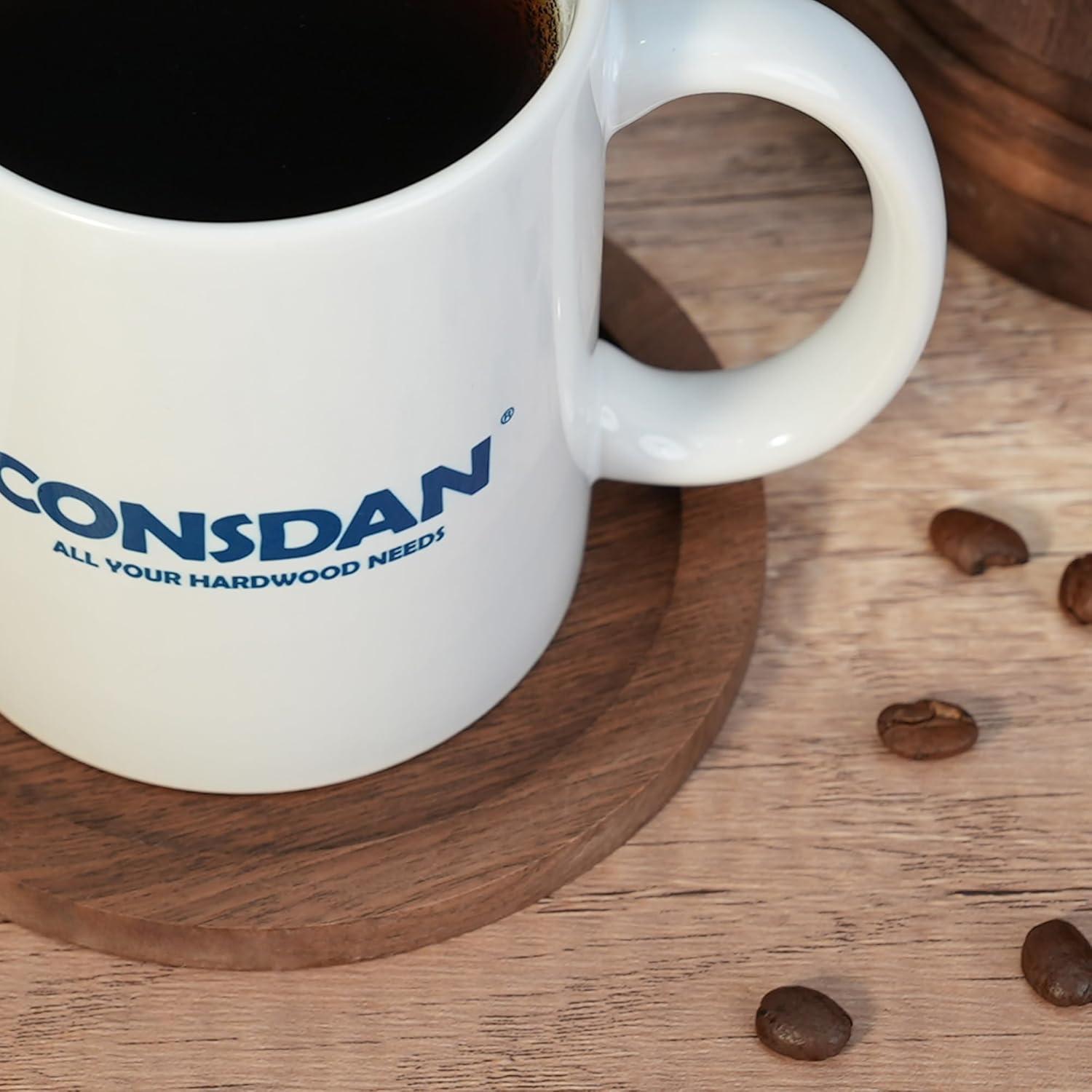 CONSDAN Cup Coasters, USA Grown Hardwood, Wooden Cup Coasters Set, Walnut Color 6 Pcs a set