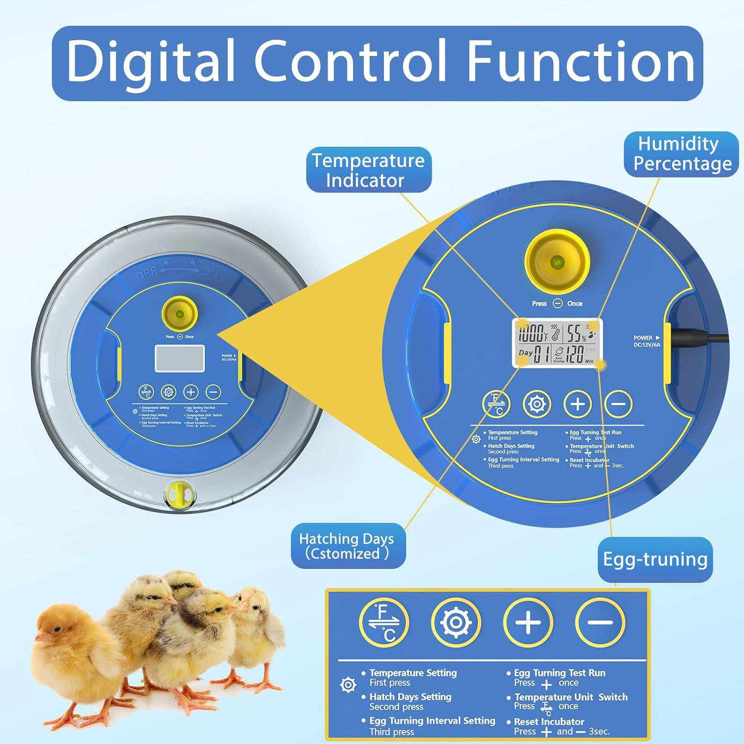18 Egg Incubators for Hatching Eggs,Egg Incubator with Precise Humidity & Temperature Control,Incubators for Auto Egg Turning,Auto Water Add,Egg Candler,Applicable to Chicken,Goose,Duck,Quail