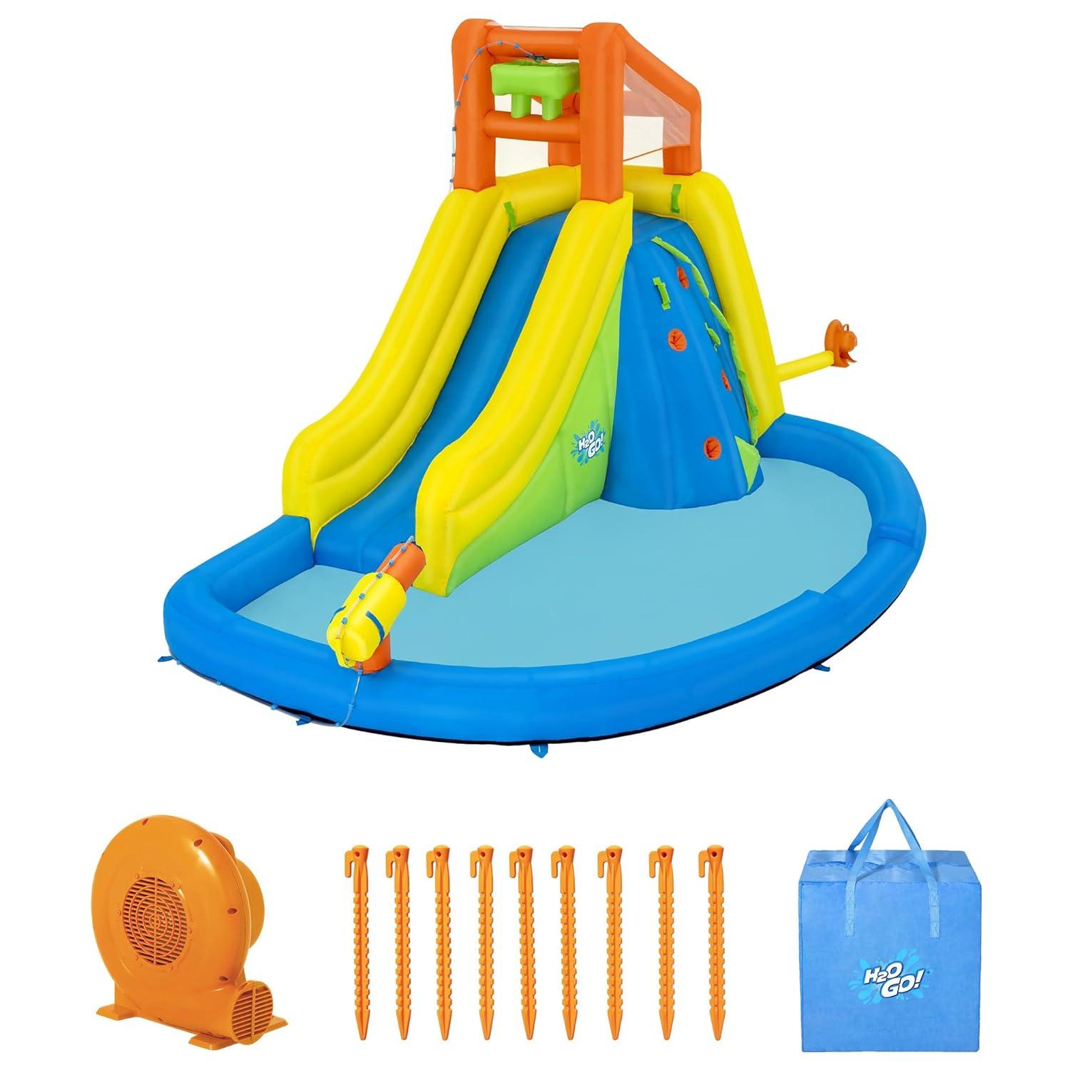 H2OGO! Mount Splashblast Mega Water Park –Inflatable Pool, Slide & Climbing Wall