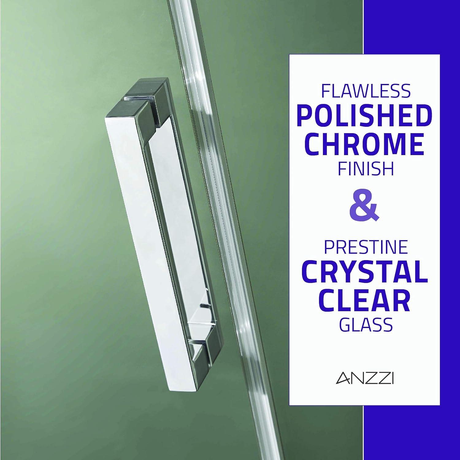 Anzzi SD-FRLS05701CH 48 x 76 in. Rhodes Series Frameless Sliding Shower Door with Handle, Chrome