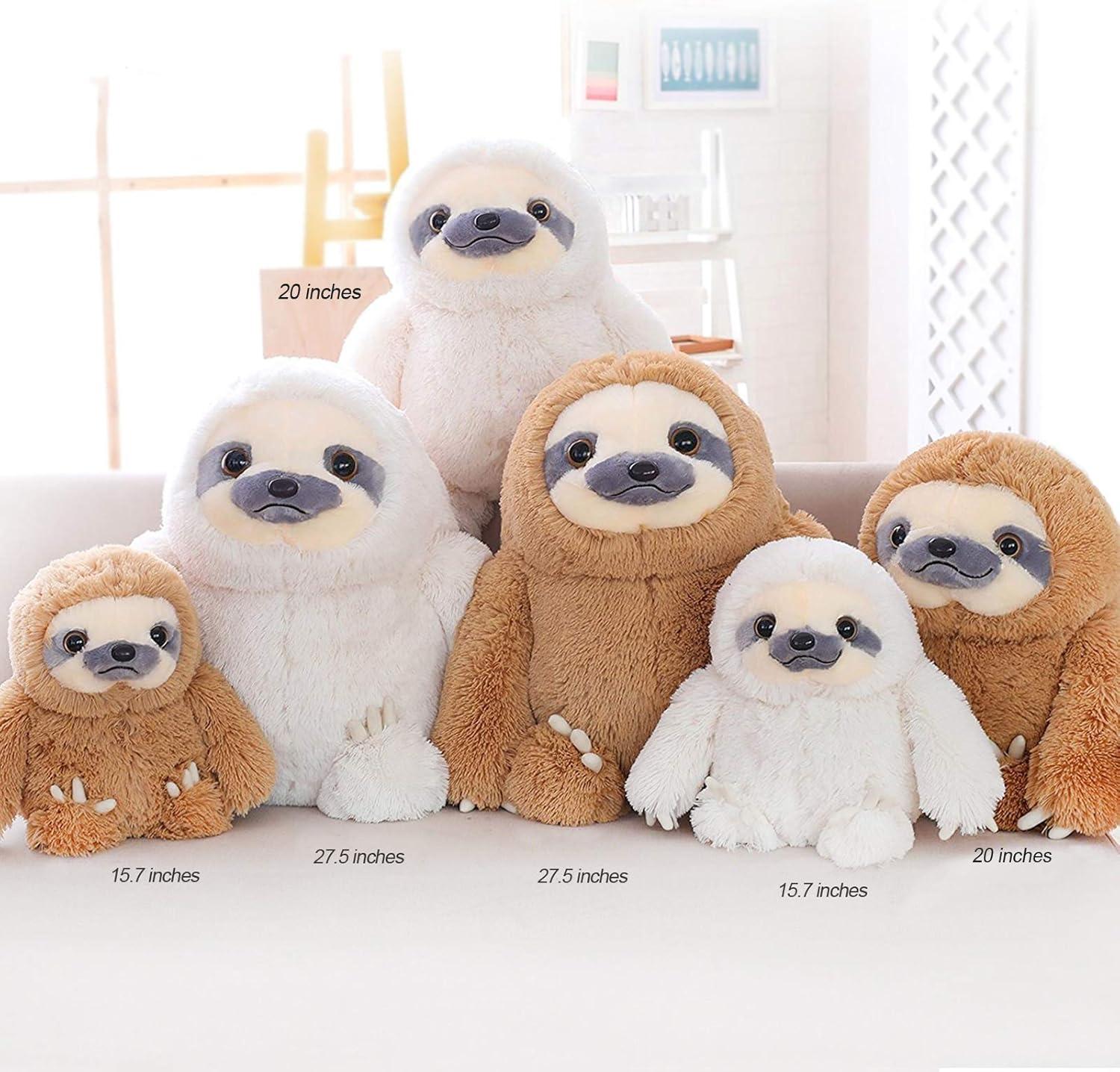 Winsterch Fluffy Sloth Stuffed Animal Toy ,Large Stuffed Sloth Plush Sloth Toy Kids Birthday Gifts (20 Inches, Brown)