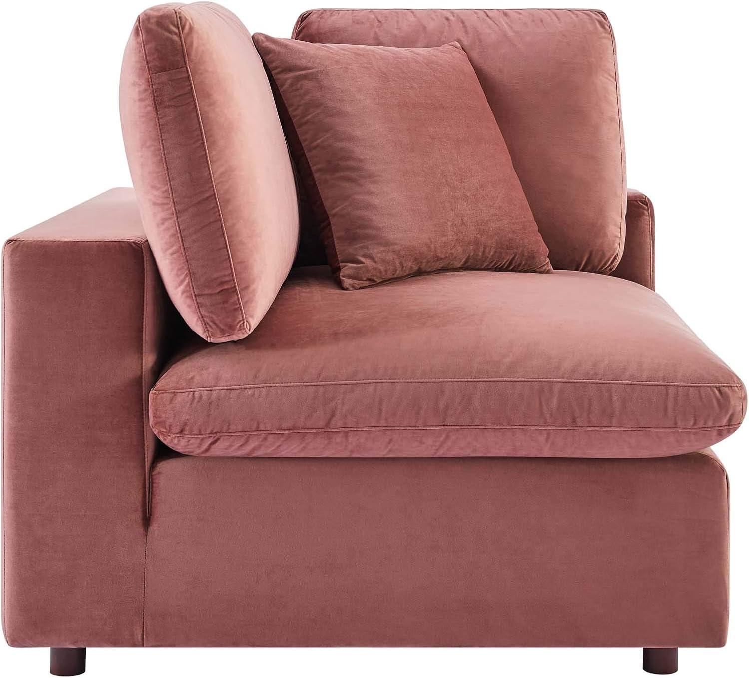 Modway Commix Down Filled Overstuffed Velvet Loveseat in Dusty Rose Pink