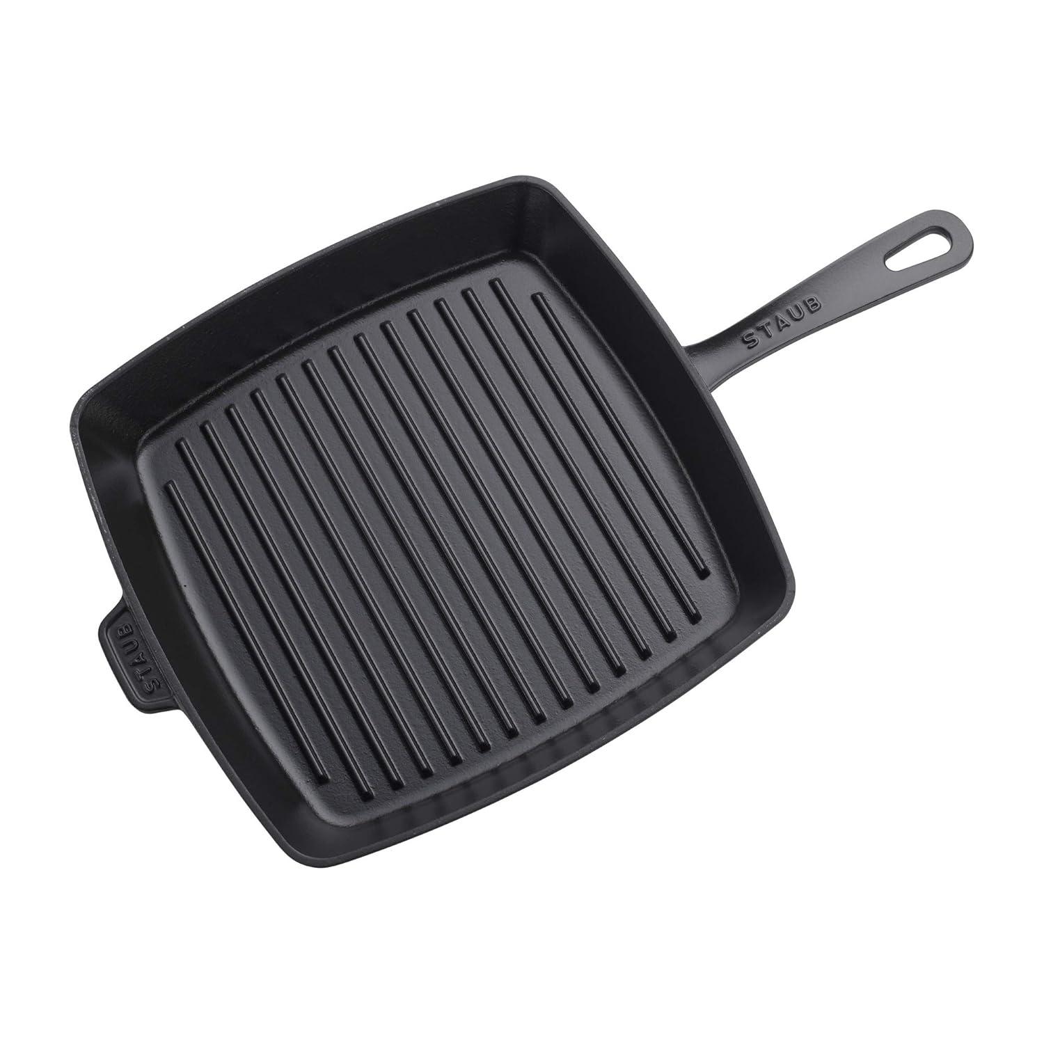 Staub ® 12" Matte Black Enameled Cast Iron Square Grill Pan