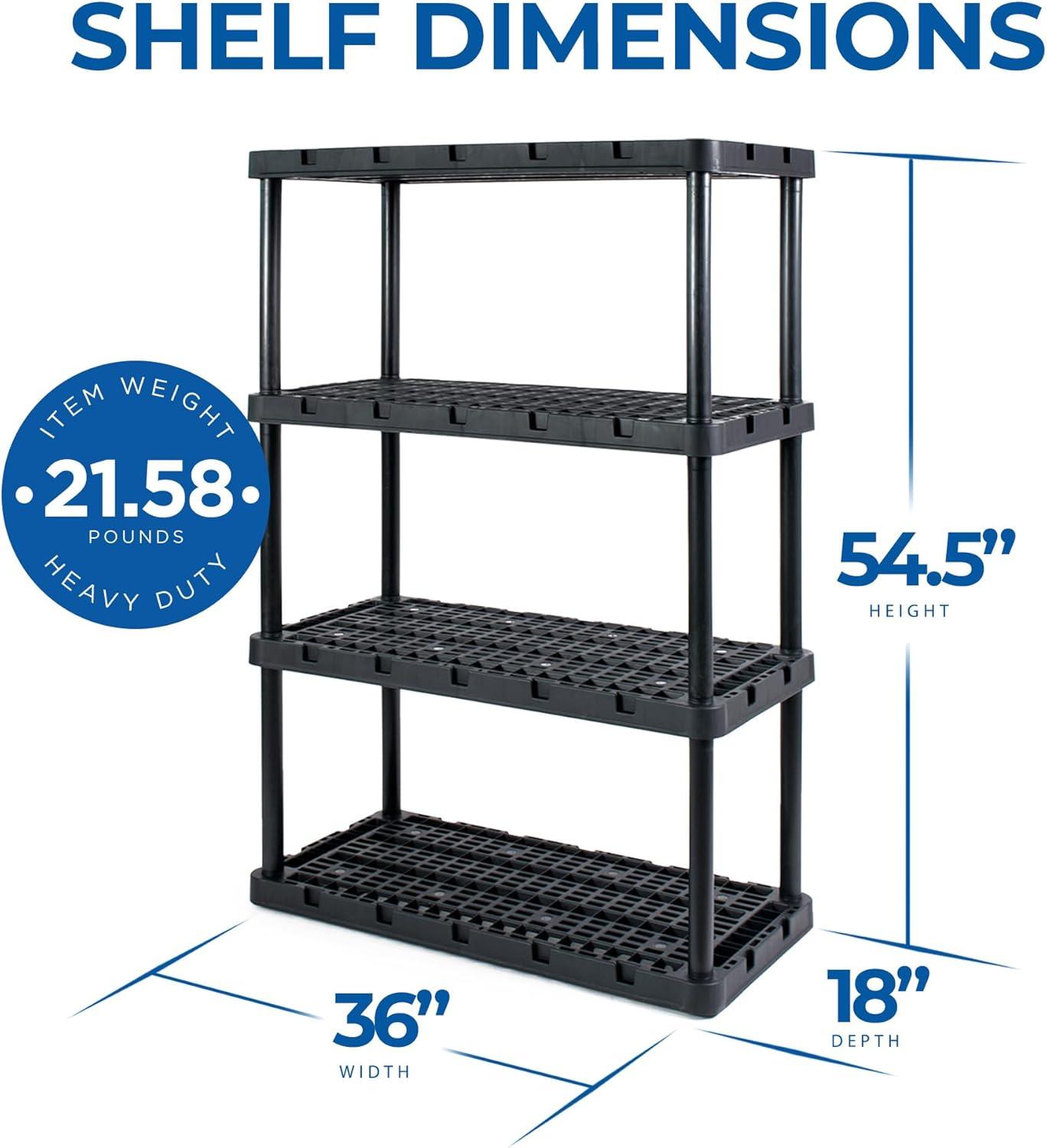 Black Plastic 4-Shelf Interlocking Storage Unit