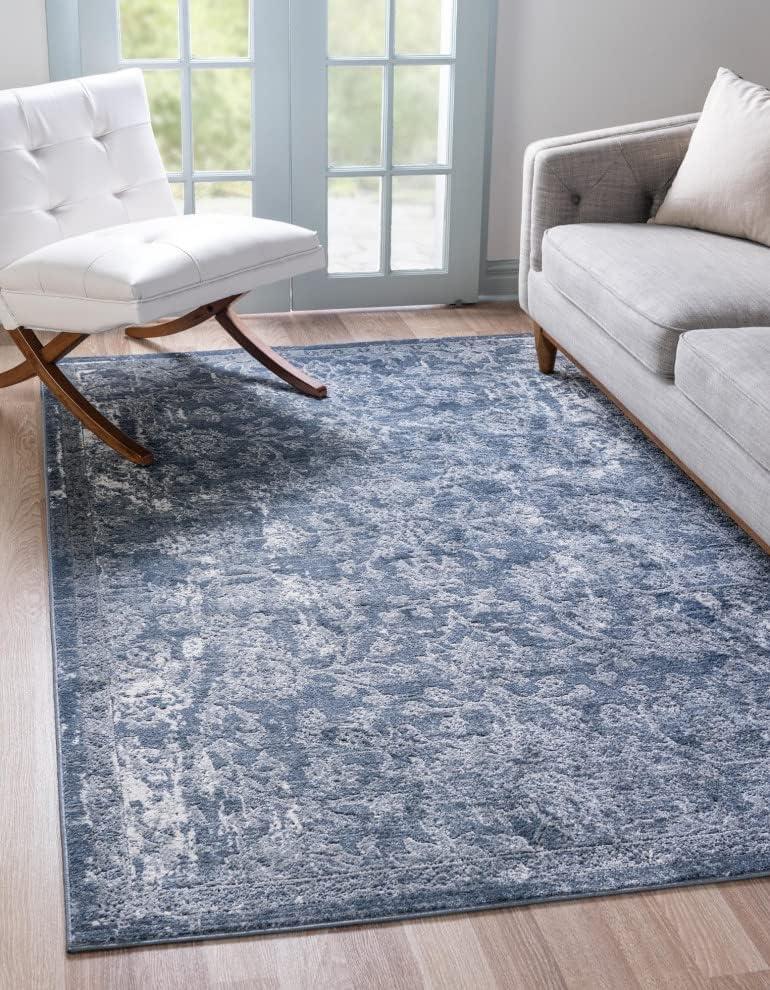 Unique Loom Portland Collection Area Rug - Albany (5' 3" x 8' Rectangle Blue/Ivory)