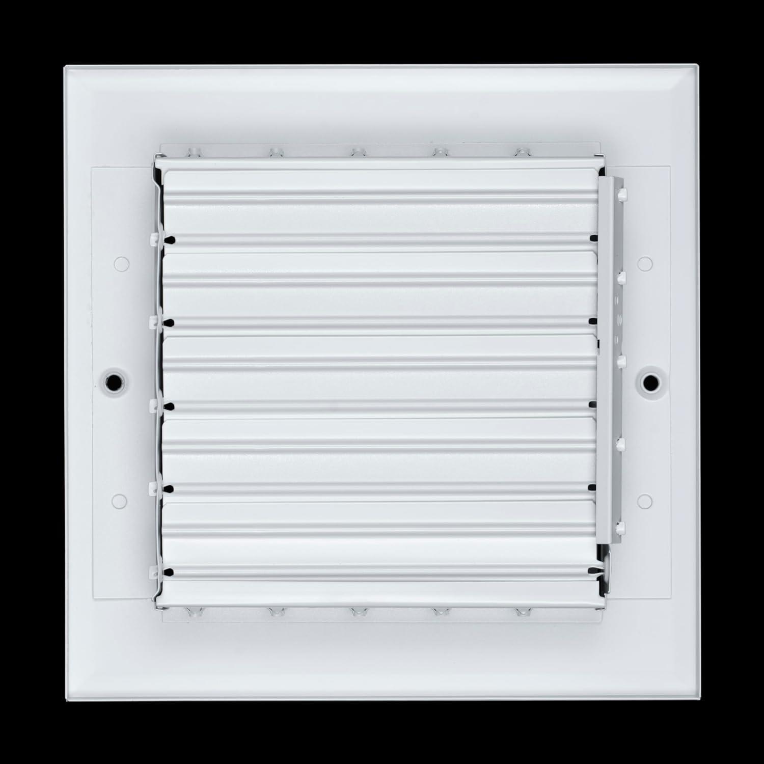 Fits 6x6 Duct Opening Aluminum 1-WAY Adjustable Air Supply Grille by Handua | Curved Blade Register Vent Cover for Sidewall & Ceiling | White | Outer Size: 7.75" X 7.75"