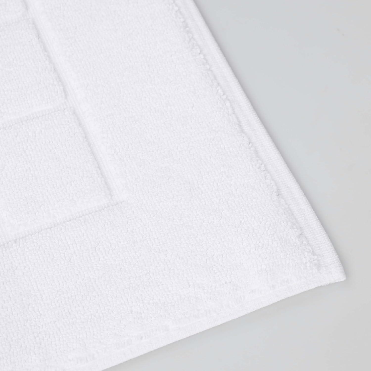 Nora Cotton Terry Solid Absorbent Thick Checkered Washable Bath Mat Set Of 2