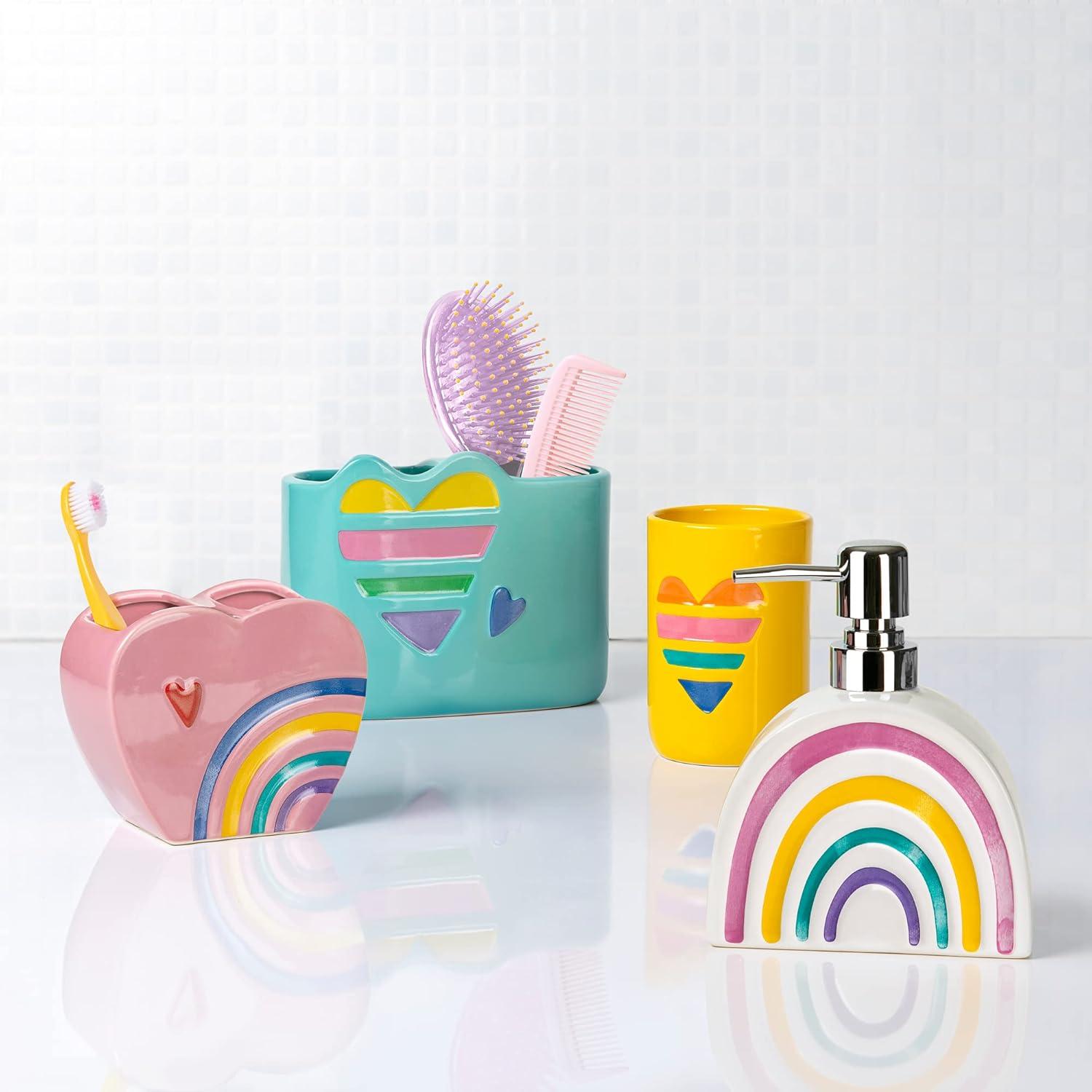 CodYinFI Rainbow 4-Piece Ceramic Bathoom Accessory Set