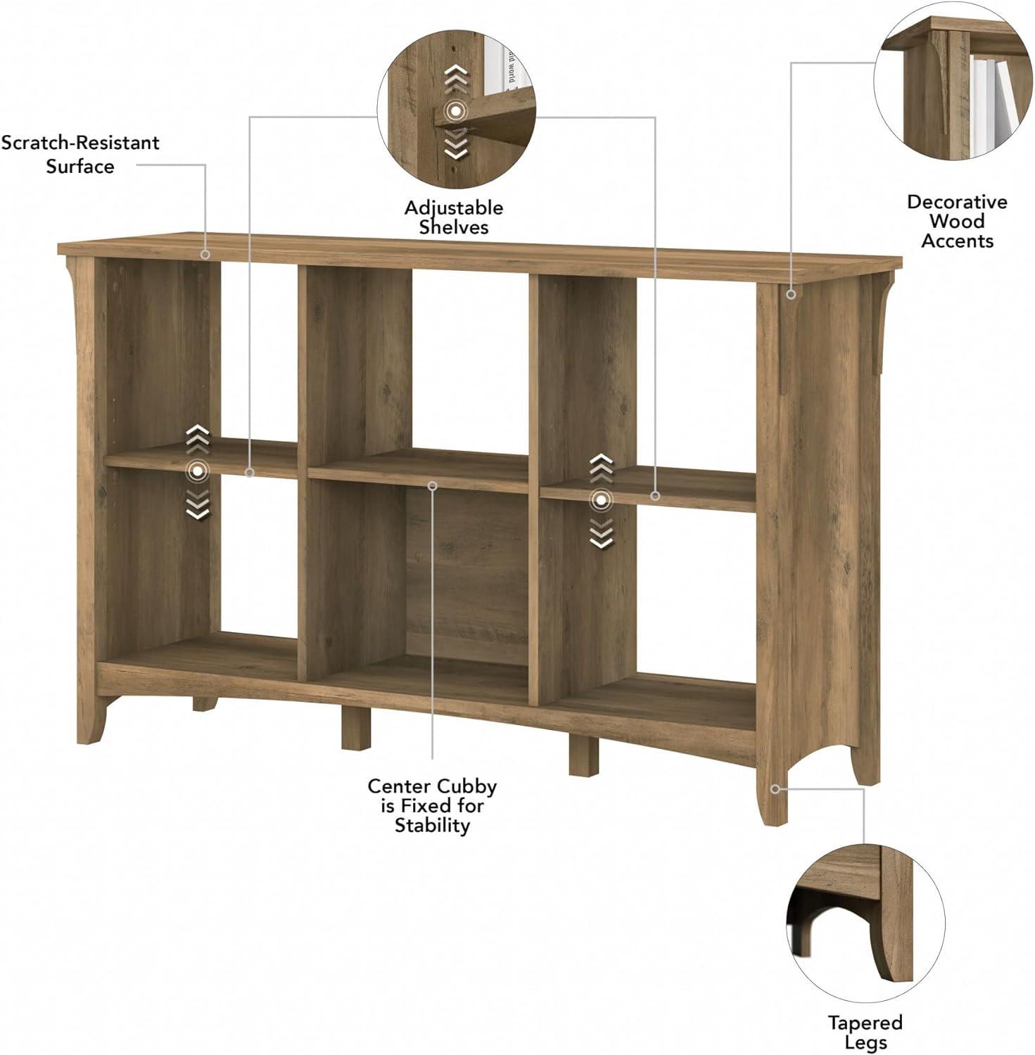 Bush Furniture Salinas 6 Cube Bookcase Organizer, Reclaimed Pine