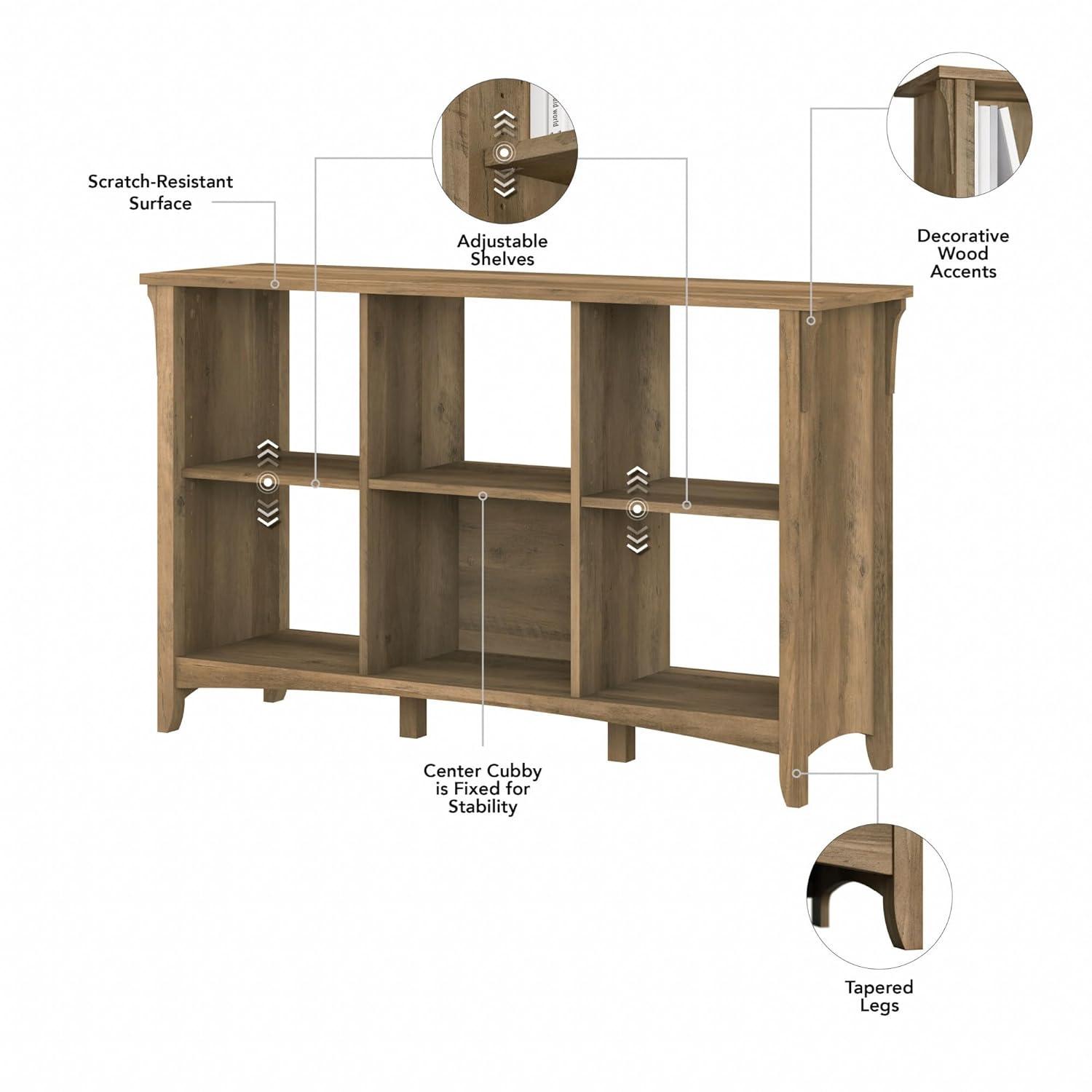 Bush Furniture Salinas 6 Cube Bookcase Organizer, Reclaimed Pine