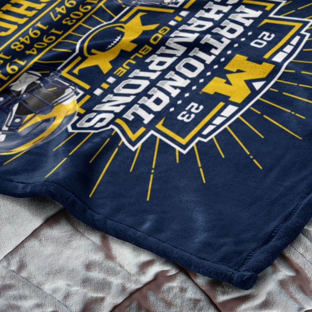 Michigan Wolverines 2023 National Champions Blue Silk Touch Throw Blanket