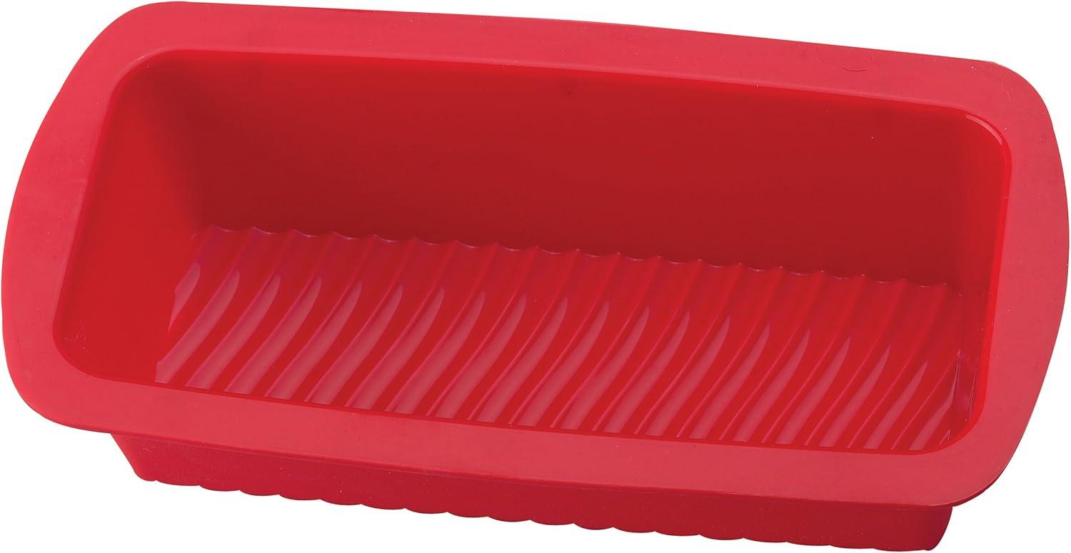 Red Non-Stick Silicone Loaf Bread Pan, 10-inch