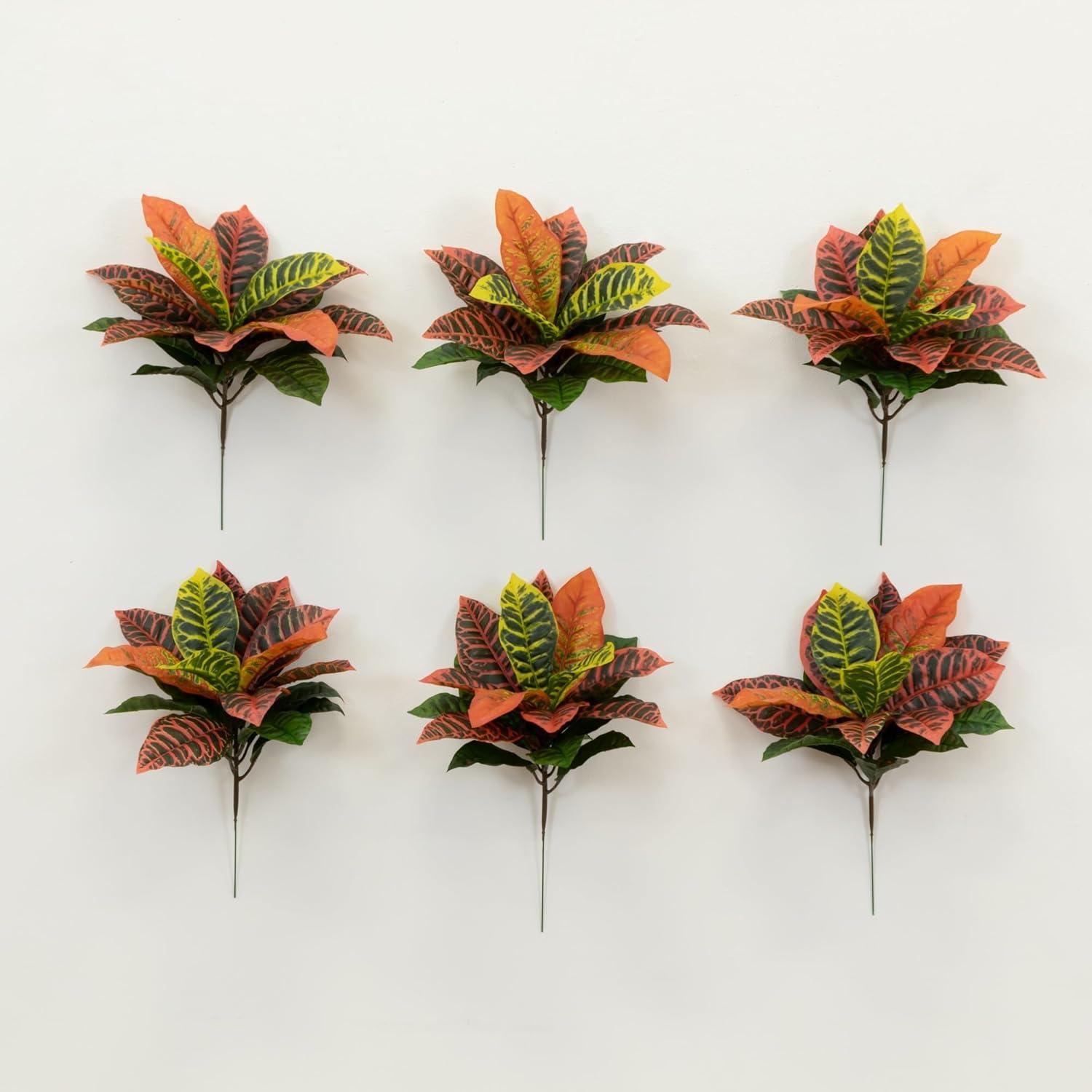 Primrue 17in. Garden Croton Artificial Plant (Real Touch) (Set of 6)