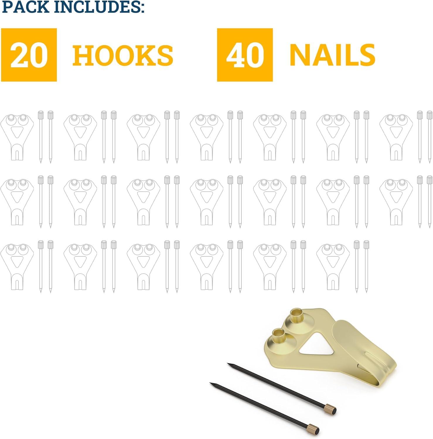 20 Pack 50 Hangers Hooks with , Heavy Duty Plaster Wall Pro Photo/Heavy Mirror Hanging Kit