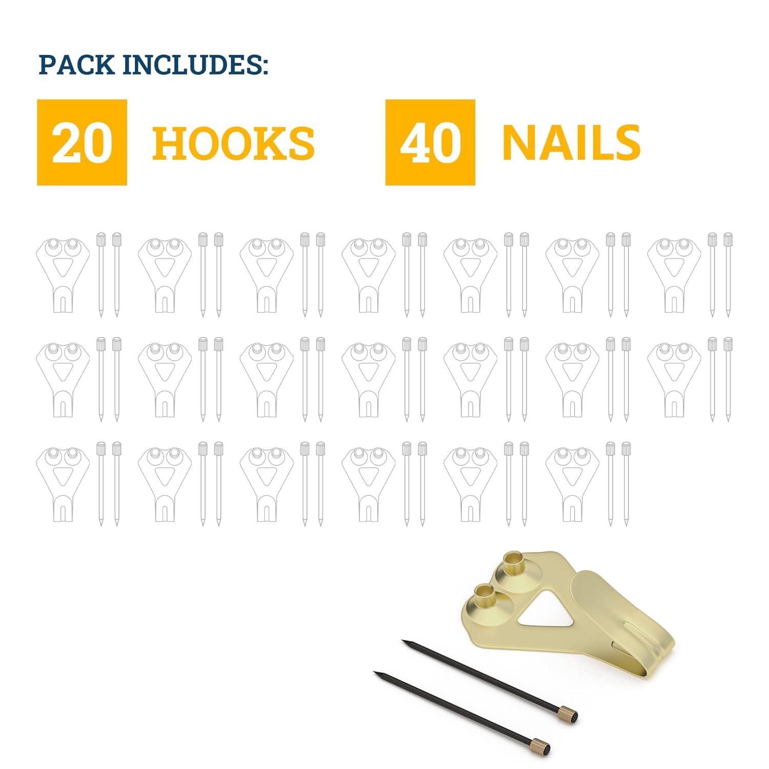 20 Pack 50 Hangers Hooks with , Heavy Duty Plaster Wall Pro Photo/Heavy Mirror Hanging Kit