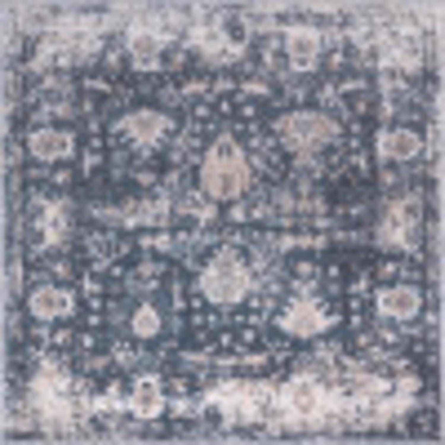 Unique Loom Portland Collection Area Rug - Central (4' 1" Square Blue/Beige)