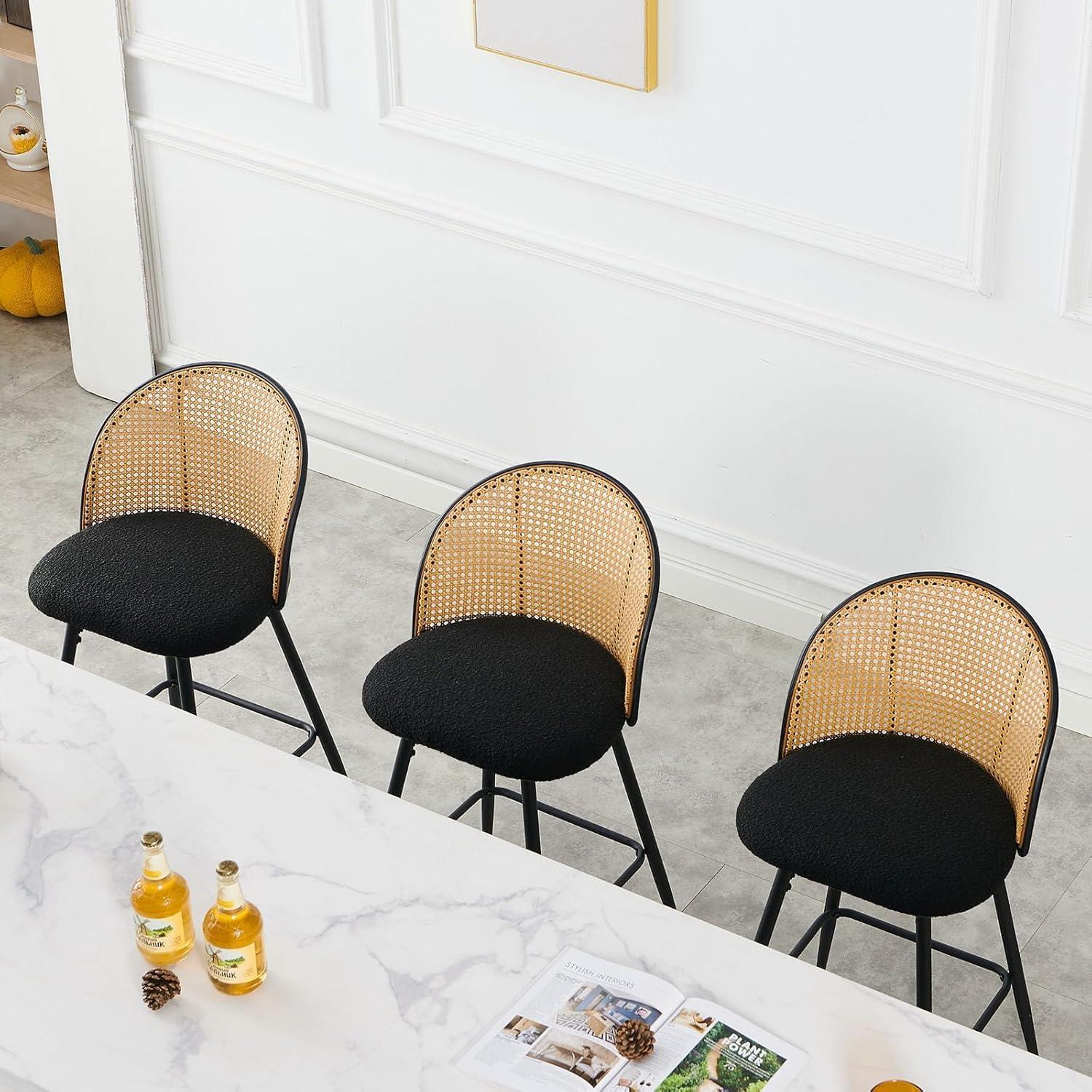 Bay Isle Home™ Cane Back Swivel Upholstered Counter & Bar Stool (Set of 2)