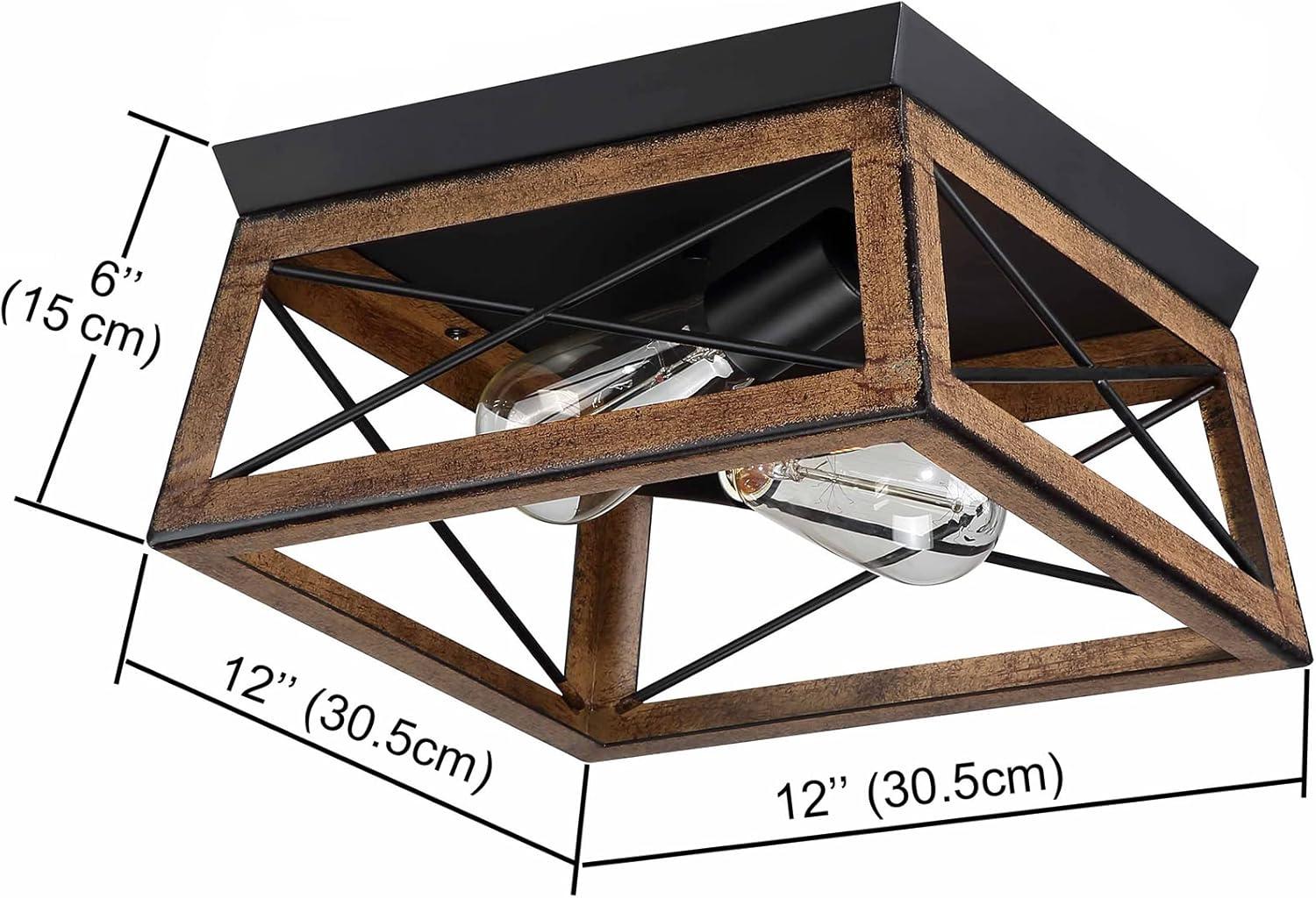 2-Light Farmhouse Close to Ceiling Light Fixture, Flush Mount Ceiling Light for Kitchen, Dining Room, Living Room, Hallway