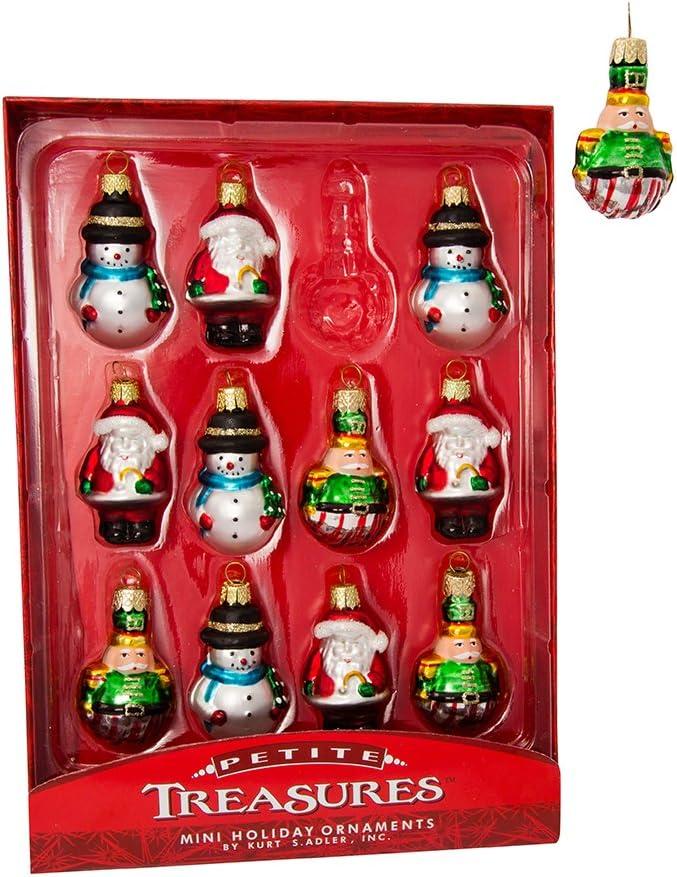 Petite Treasures Mini Glass Christmas Ornament Set, 12 Pieces