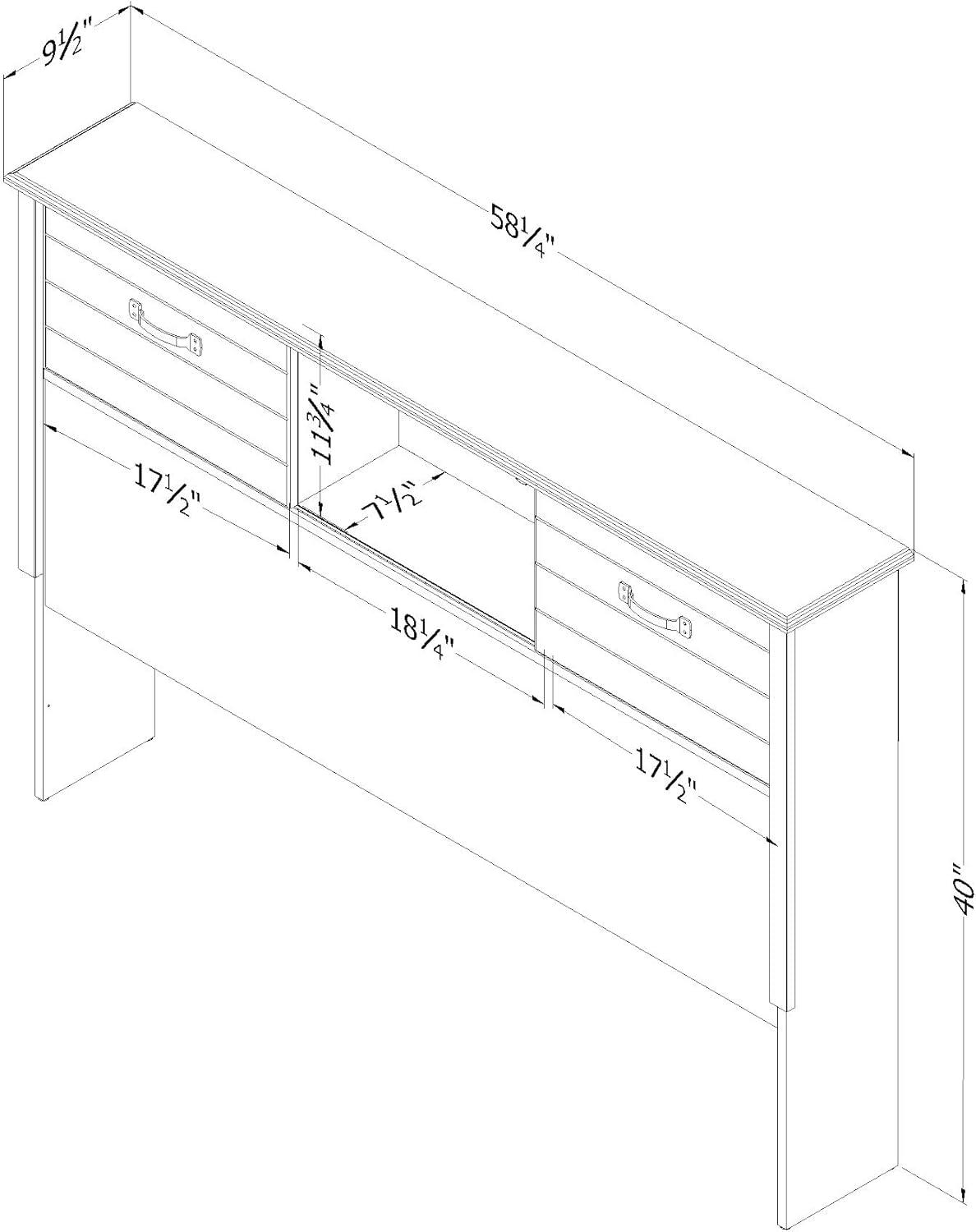 South Shore Ulysses Full Bookcase Headboard Winter Oak